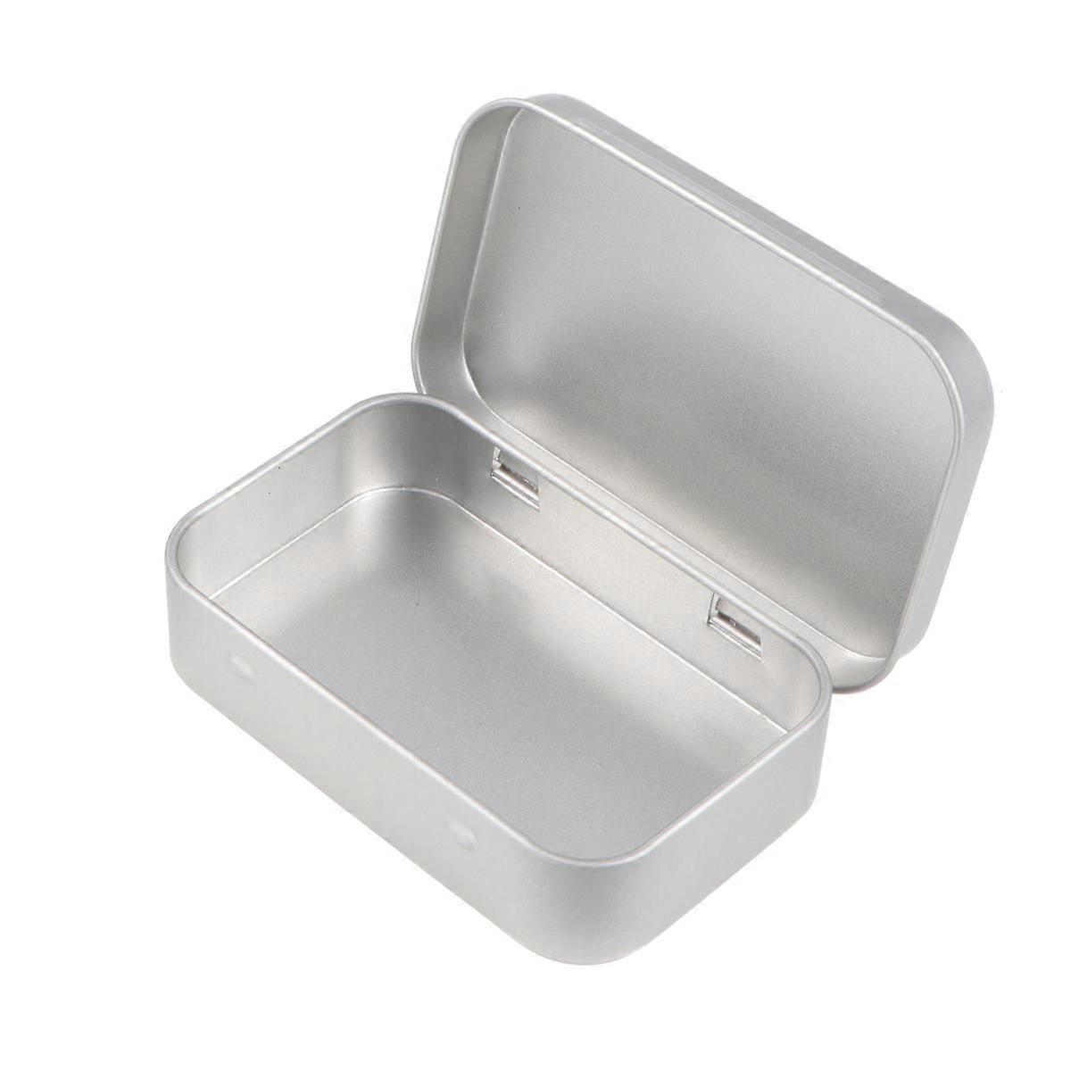 Mini Rectangular Tin Containers for Storage Lightweight Portable with Seamless Design 6 Silver Boxes