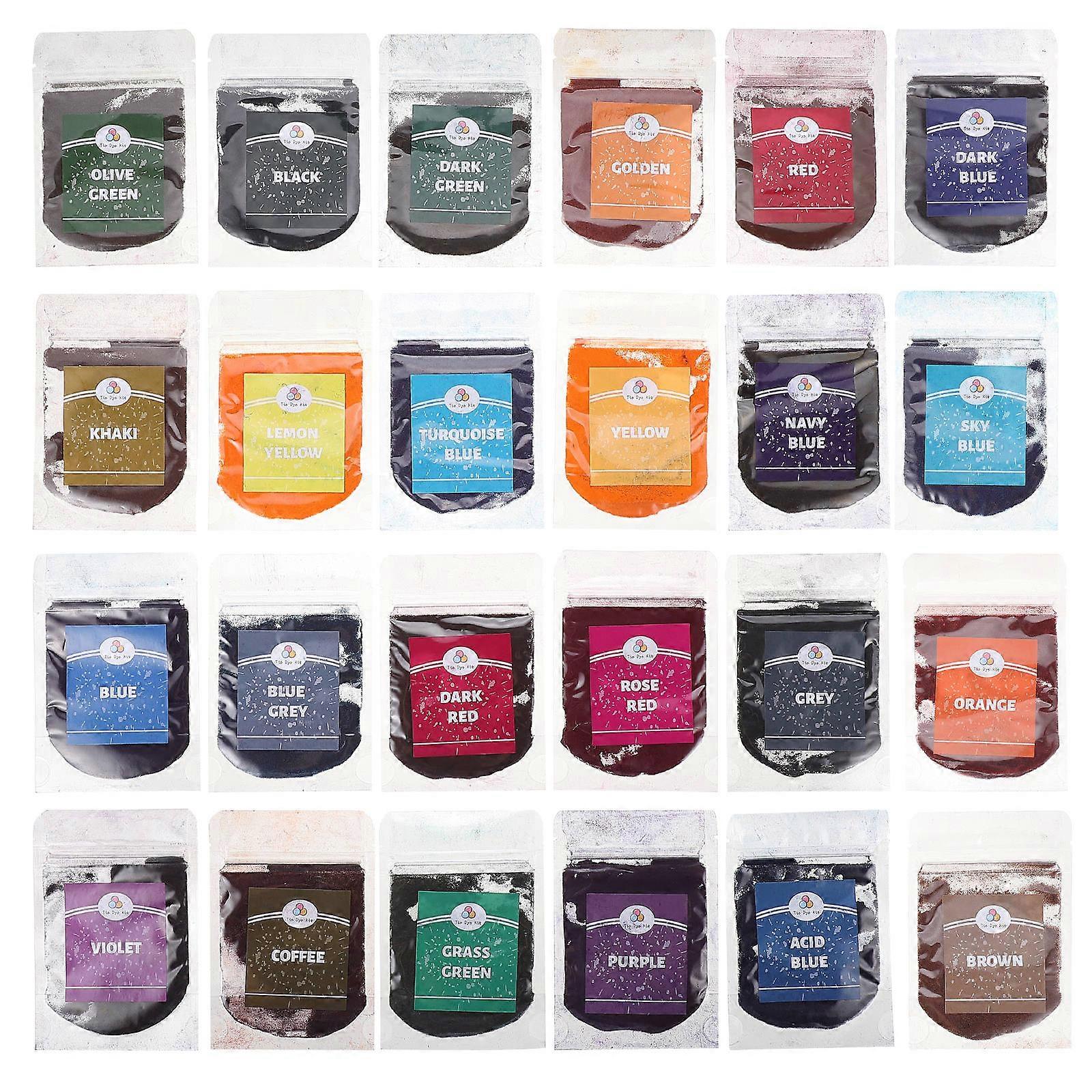 Tie Dye Materials Professional Tie Dye Powders DIY Tie-dye Fabric Dyeing Assorted Color Rectangular 13.00X9.00X0.30CM 24Pack