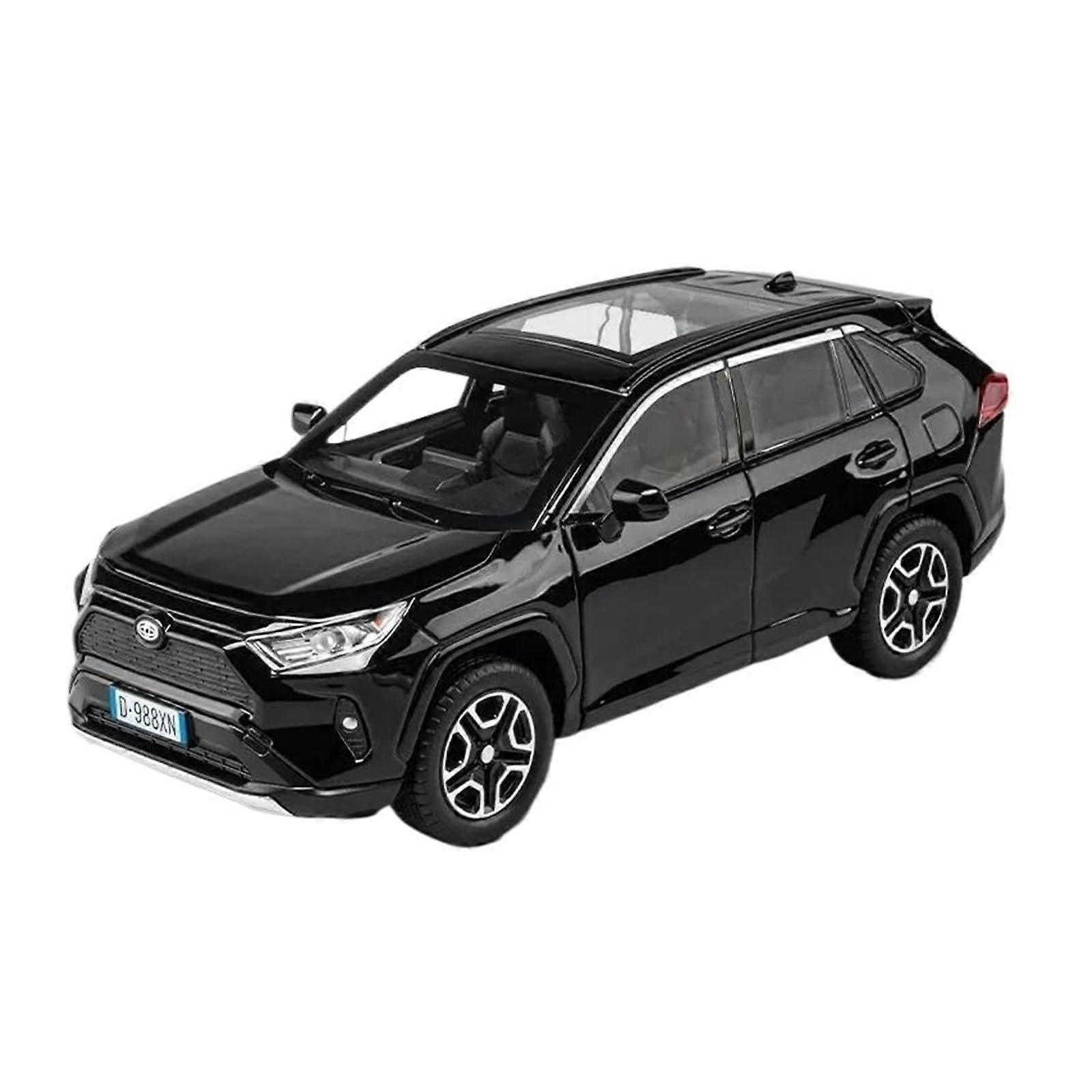 Miniature Models 1:22 Scale RAV4 Diecast Metal Alloy Car with Sound and Light Features in Black