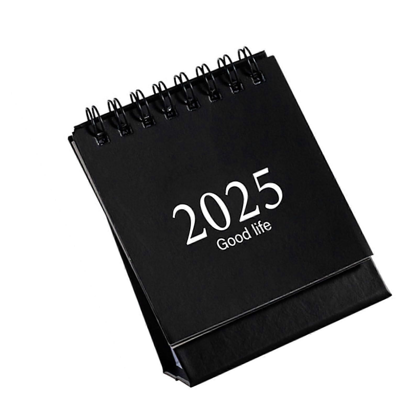 2025 Desk Calendar Monthly Planner English Standing Coil Calendar in Black - 2024-2025 Yearly Schedule Organizer