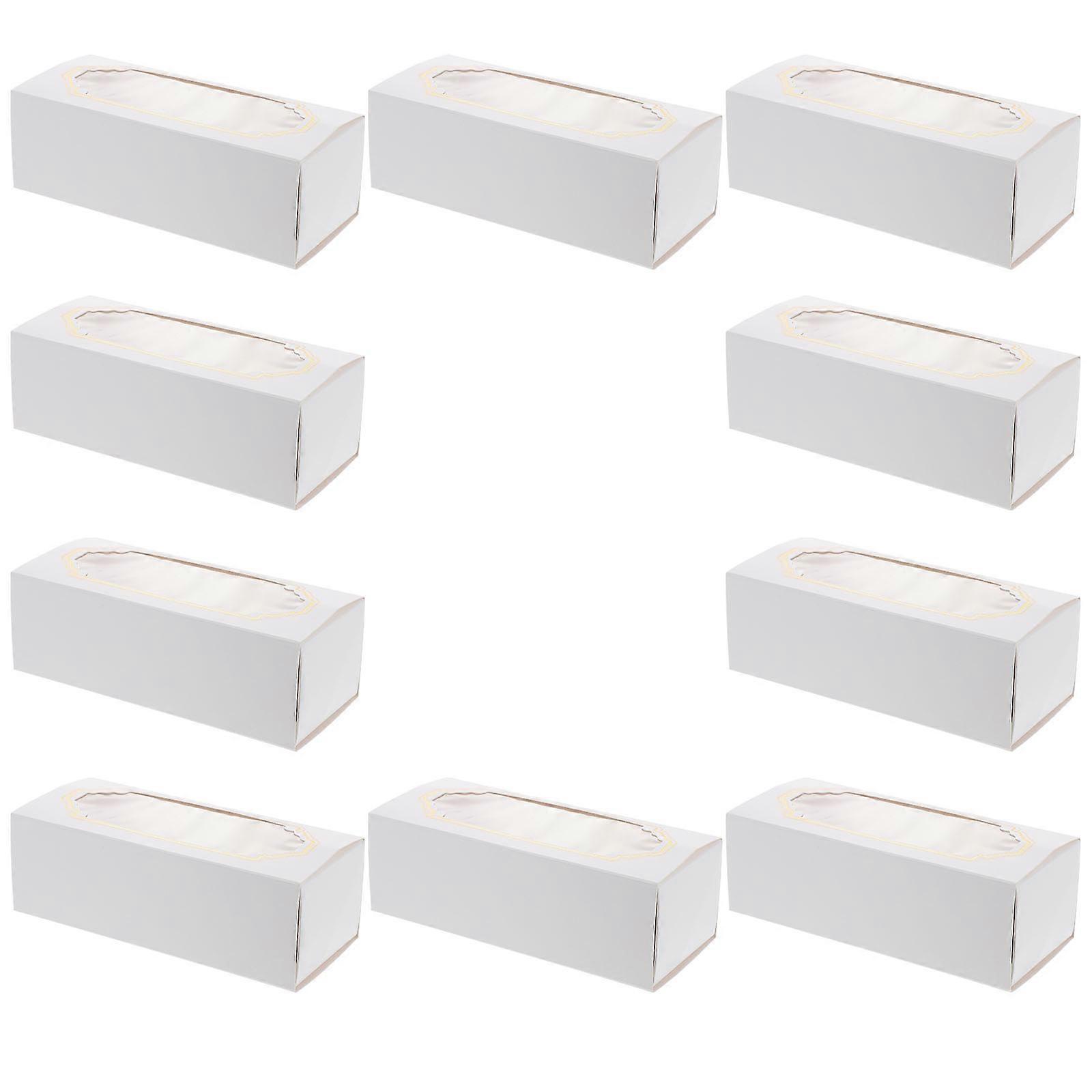 10Pcs White Cake Roll Box Paper Dessert Container with Window for Storage and Various Occasions