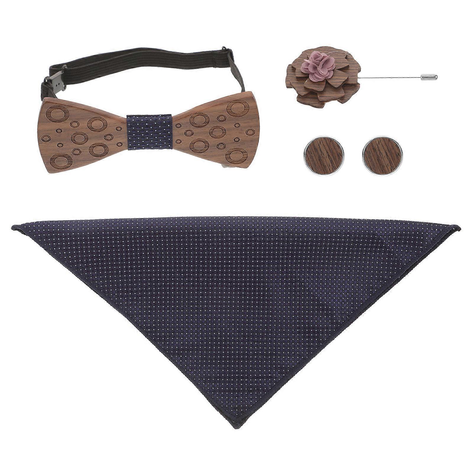 Wooden Bow Tie and Handkerchief Set for Men Wear Assorted Color Elegant Fashion Accessory