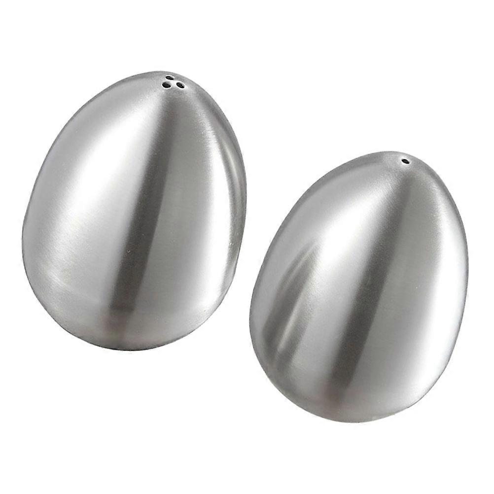 Egg Shape Silver Stainless Steel Spice Containers with 1 and 3 Holed Design for Kitchen Use 2pcs Set
