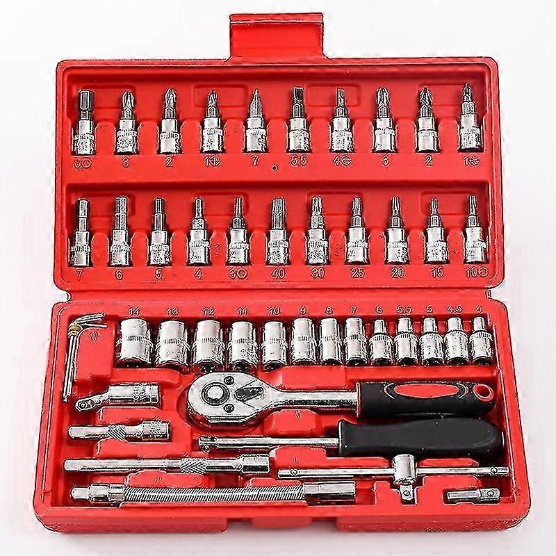 socket set f6 '' chromemat, 46 piecesred