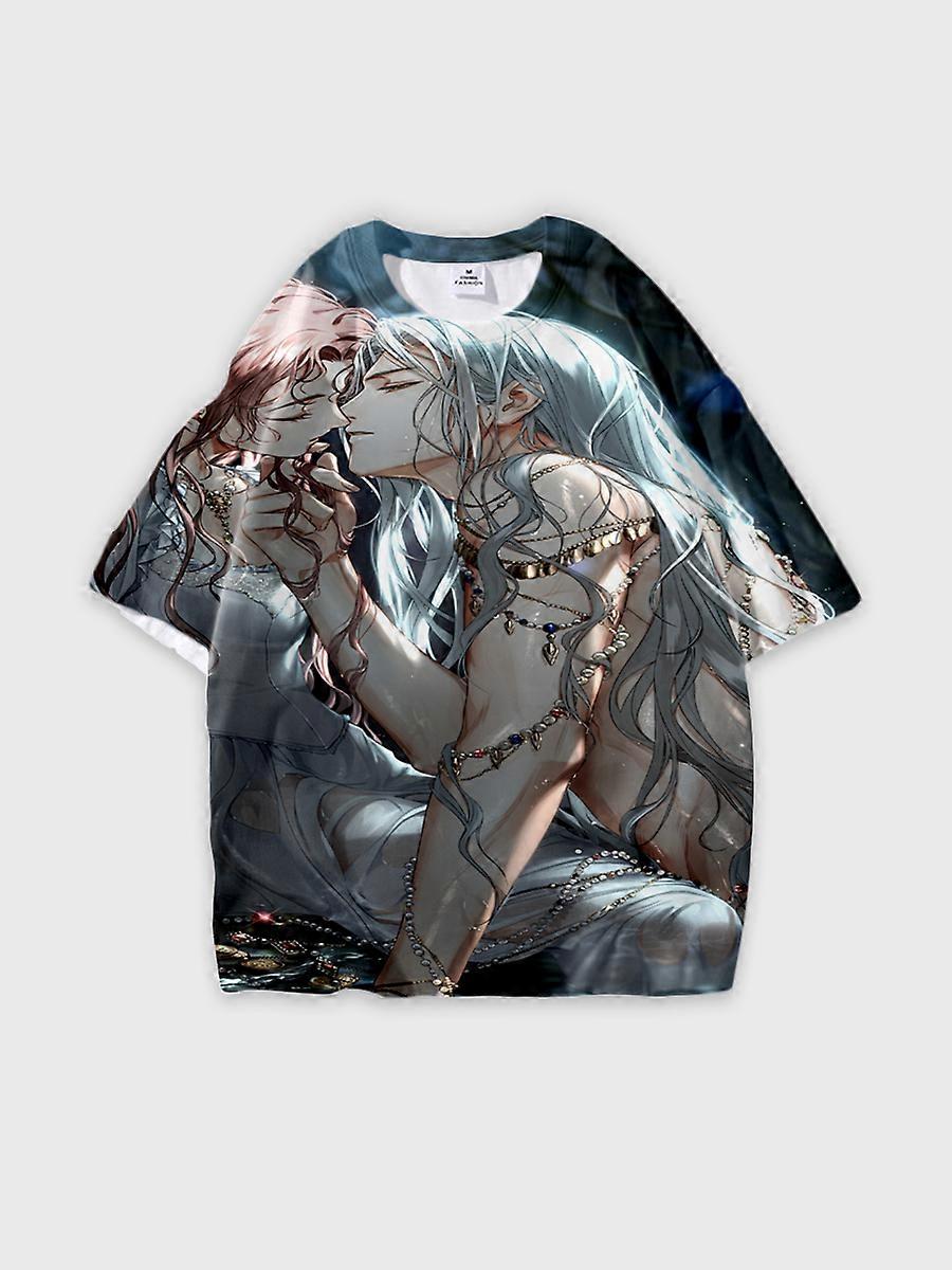 T-shirt round neck Role Pattern loose short sleeve B514