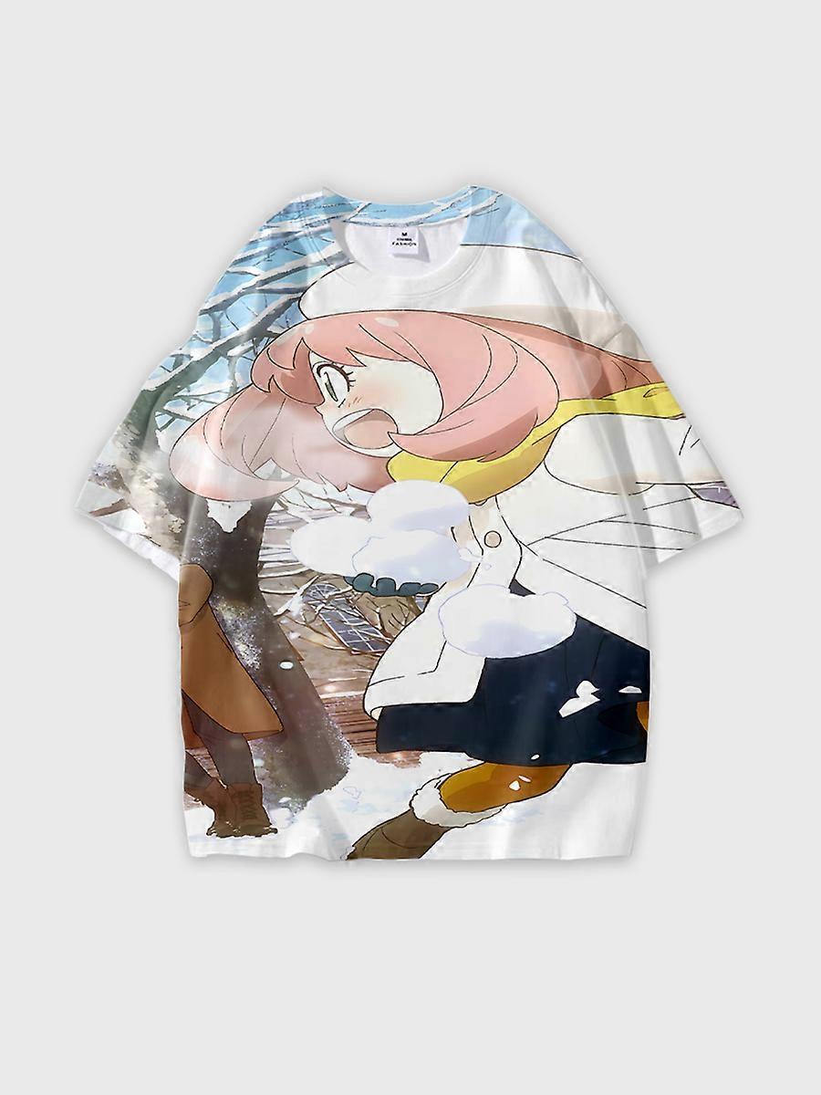 T-shirt girocollo Cartoon Pattern manica corta sciolta O361