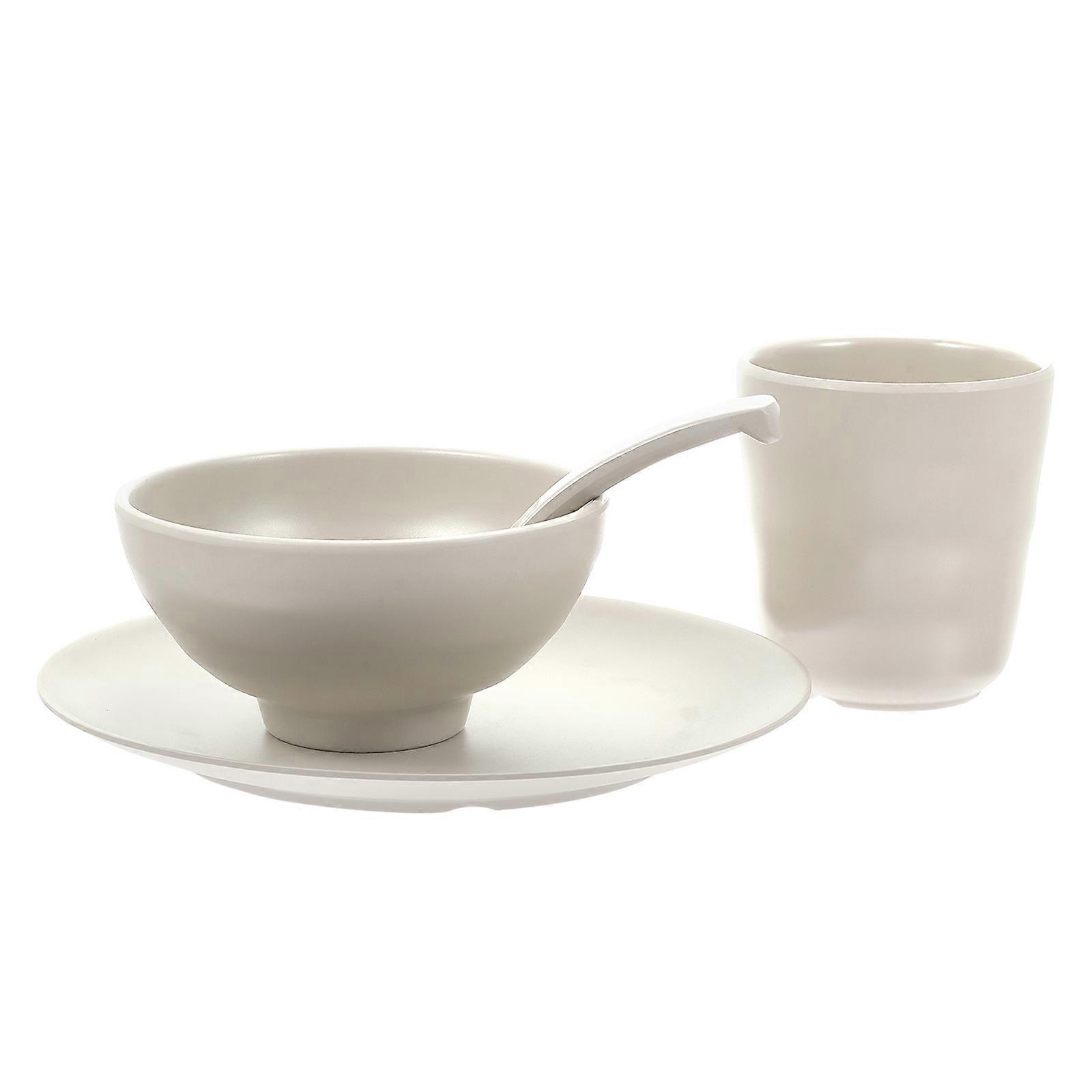 Beige Bowl Kit for Storage and Easy to Clean Perfect for Soup Salad or Noodles 7 Pieces