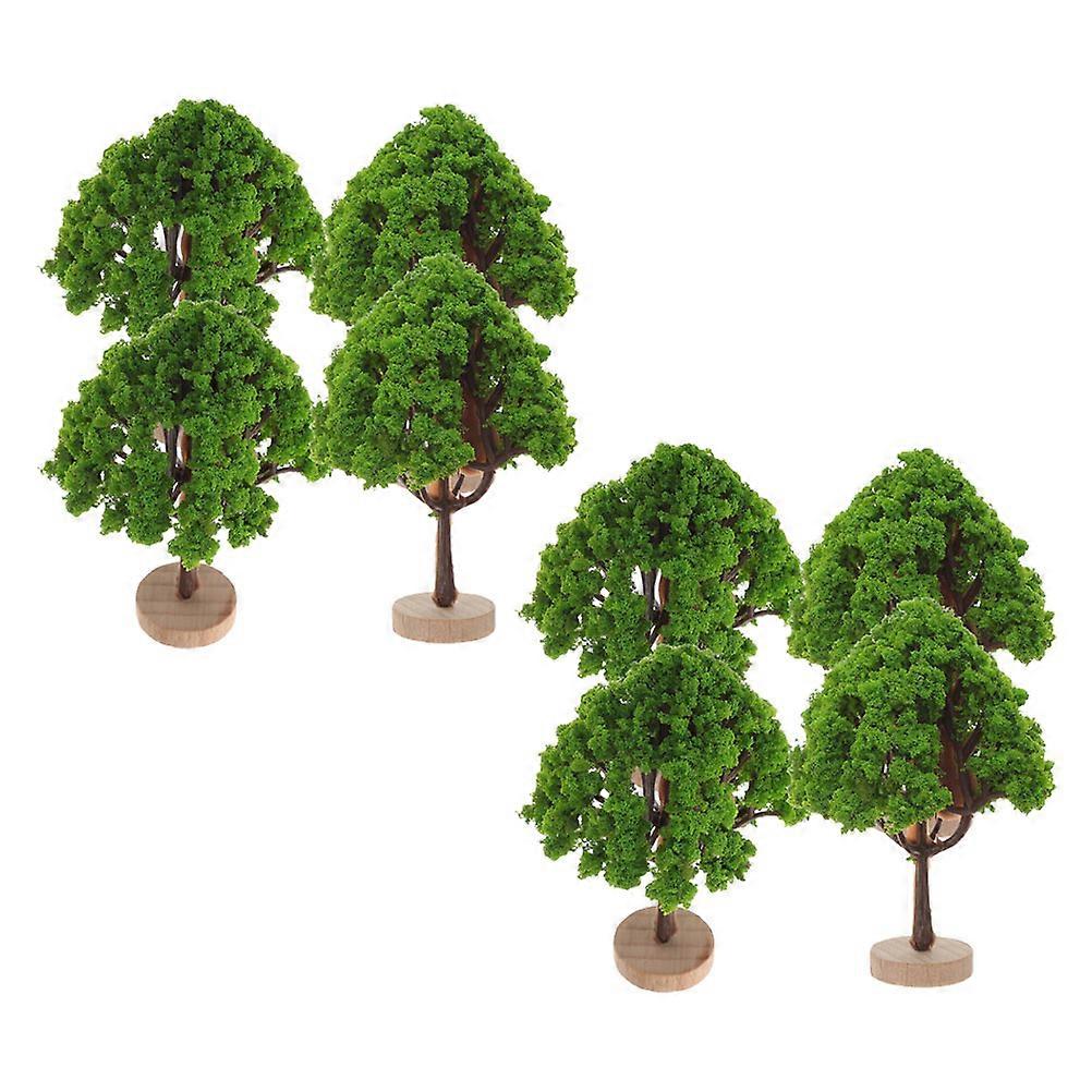 8pcs Green Miniature Model Trees with Base for DIY Decor and Mini Garden Scenery 4.5cm Plastic Trees