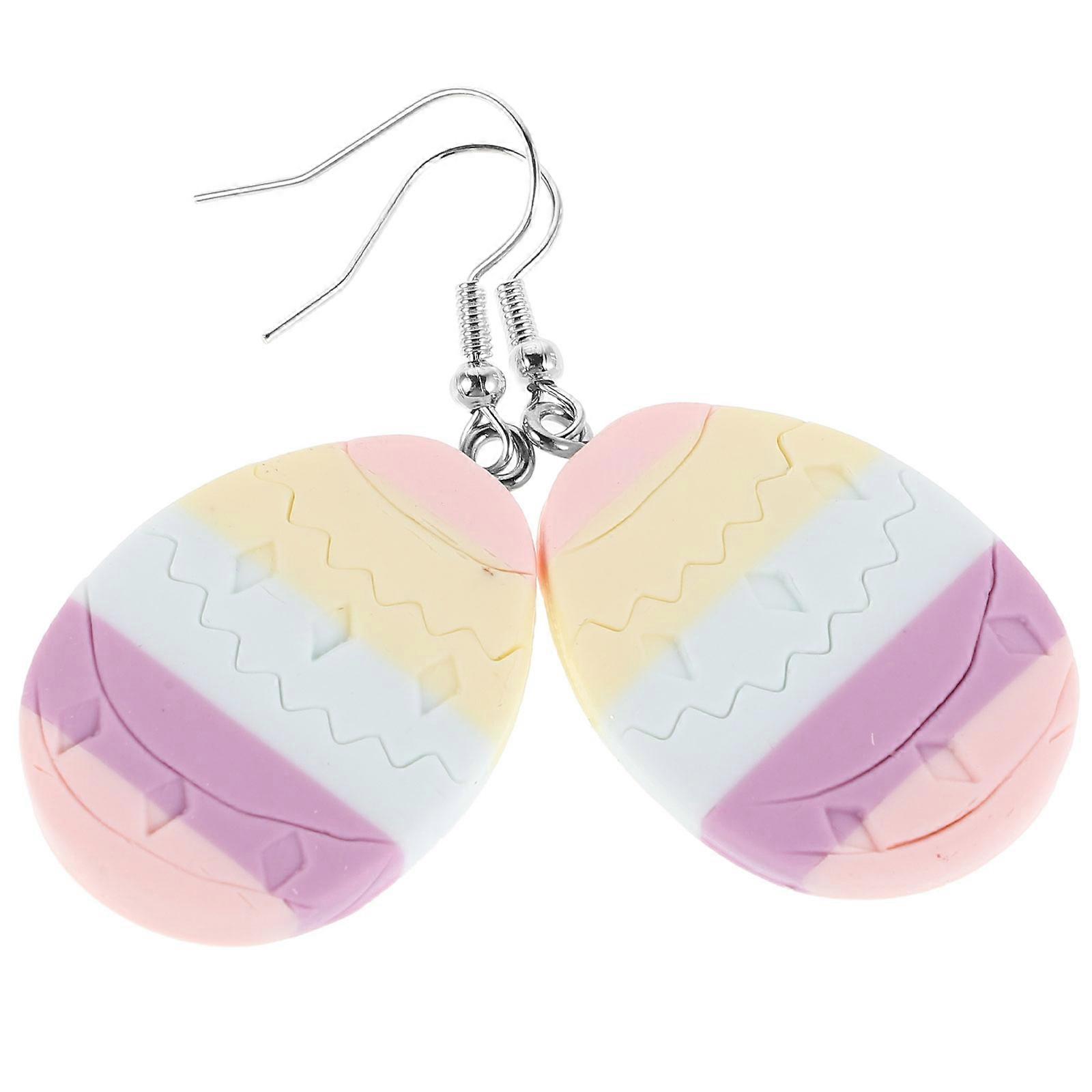 Handmade Polymer Clay Rabbit and Egg Pendant Accessories Multi Color 2pcs