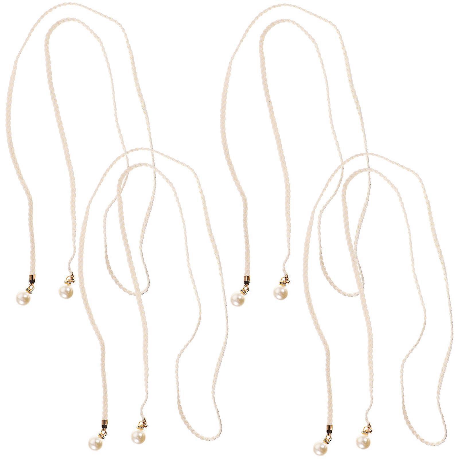 Curtain Tiebacks Woven Drape Holdbacks PU White Multifunctional Pearl Belt for Decoration