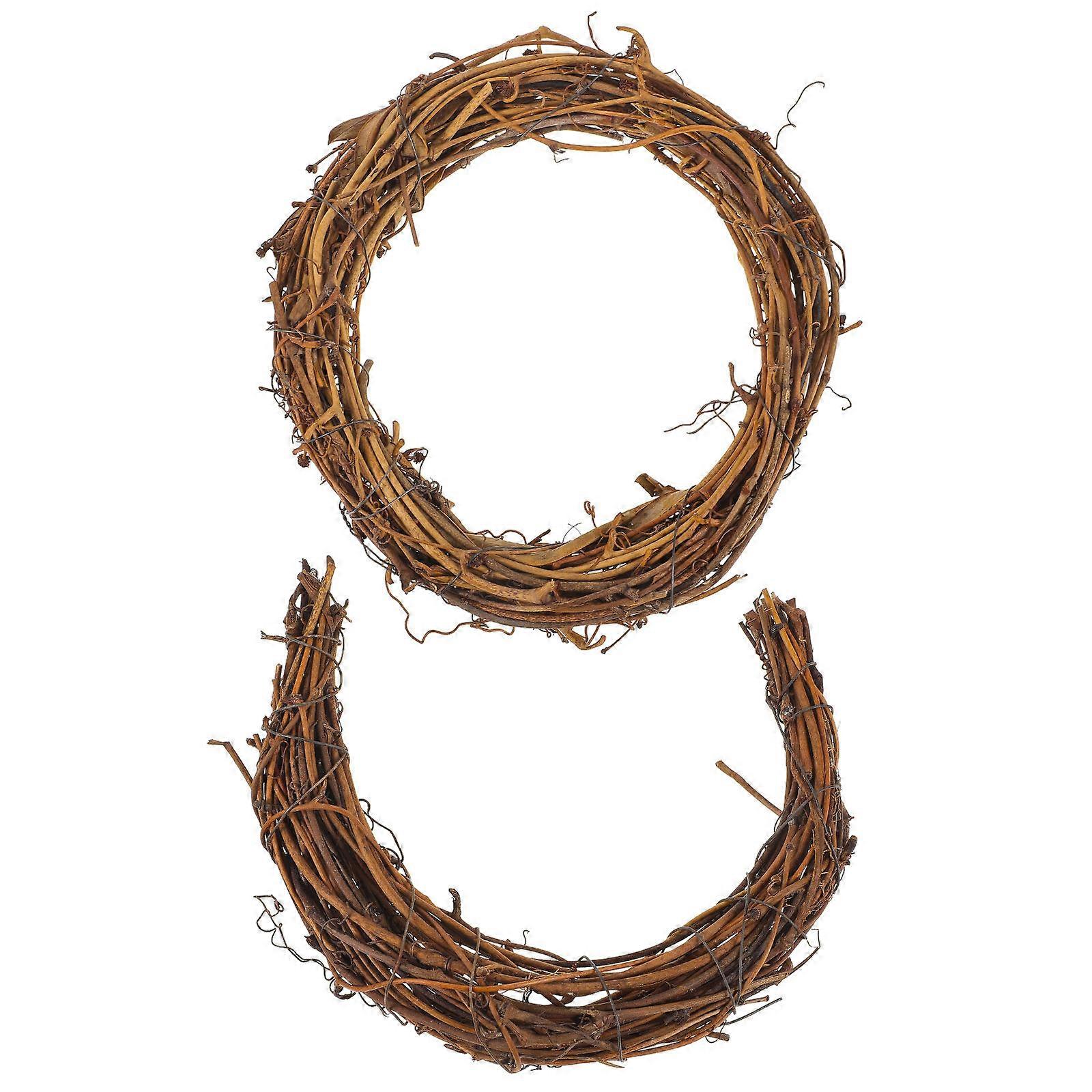Rattan DIY Wreath Ring for Home Decoration and Crafts Light Brown 2 Pieces