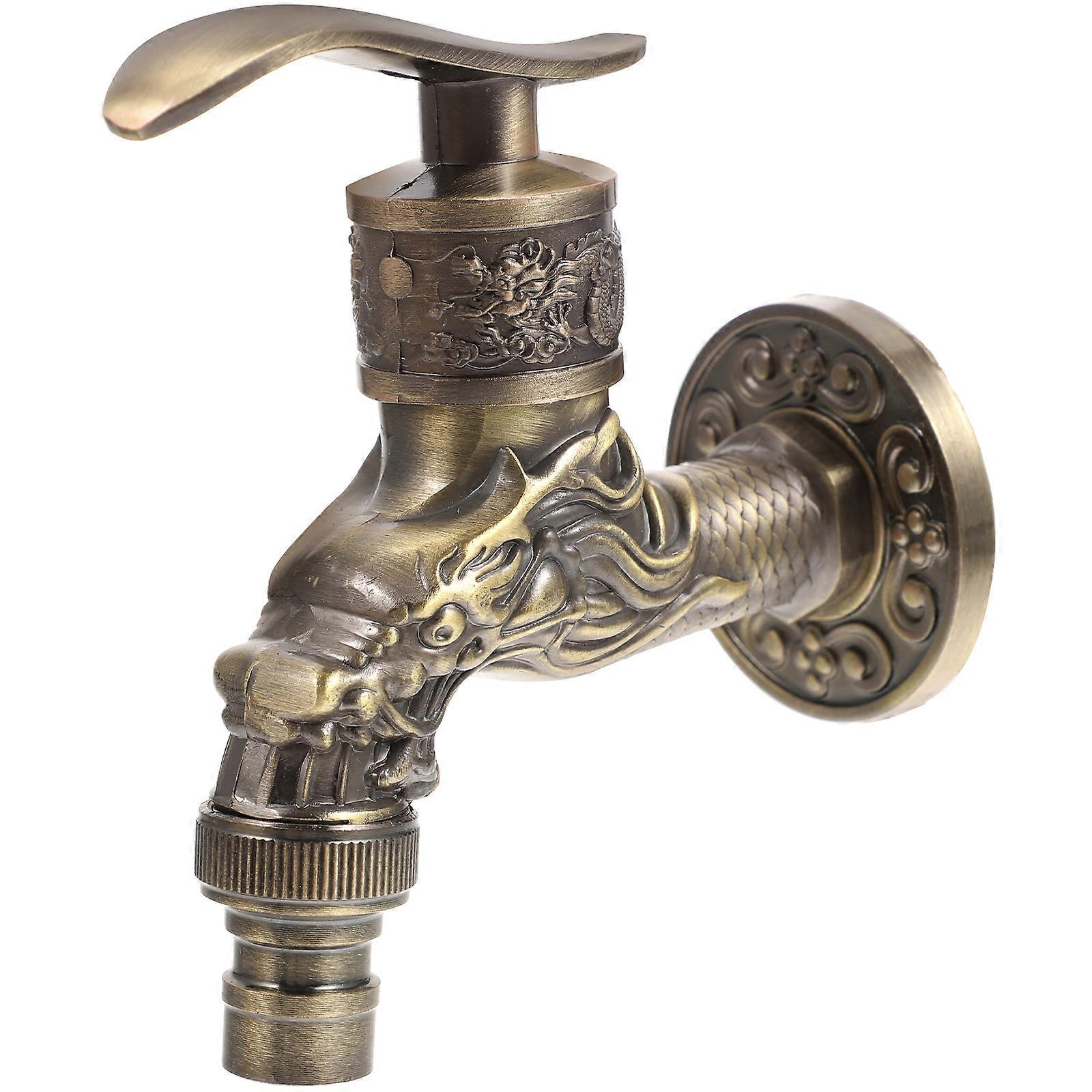 Retro Wall Mounted Faucet for Garden Use with Durable Zinc Alloy Material Dark Brown Color