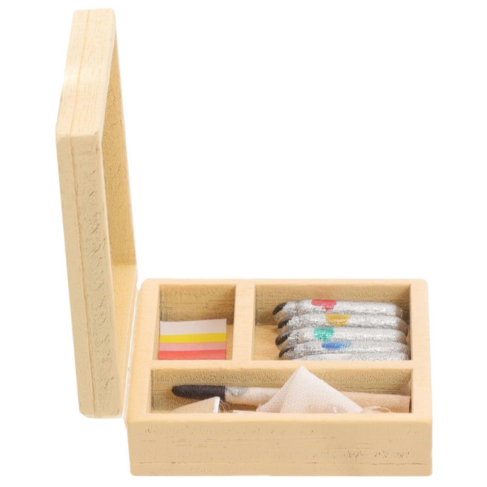 Miniature Paint Box Model Dollhouse Accessories for Decor Wood and Plastic Assorted Color