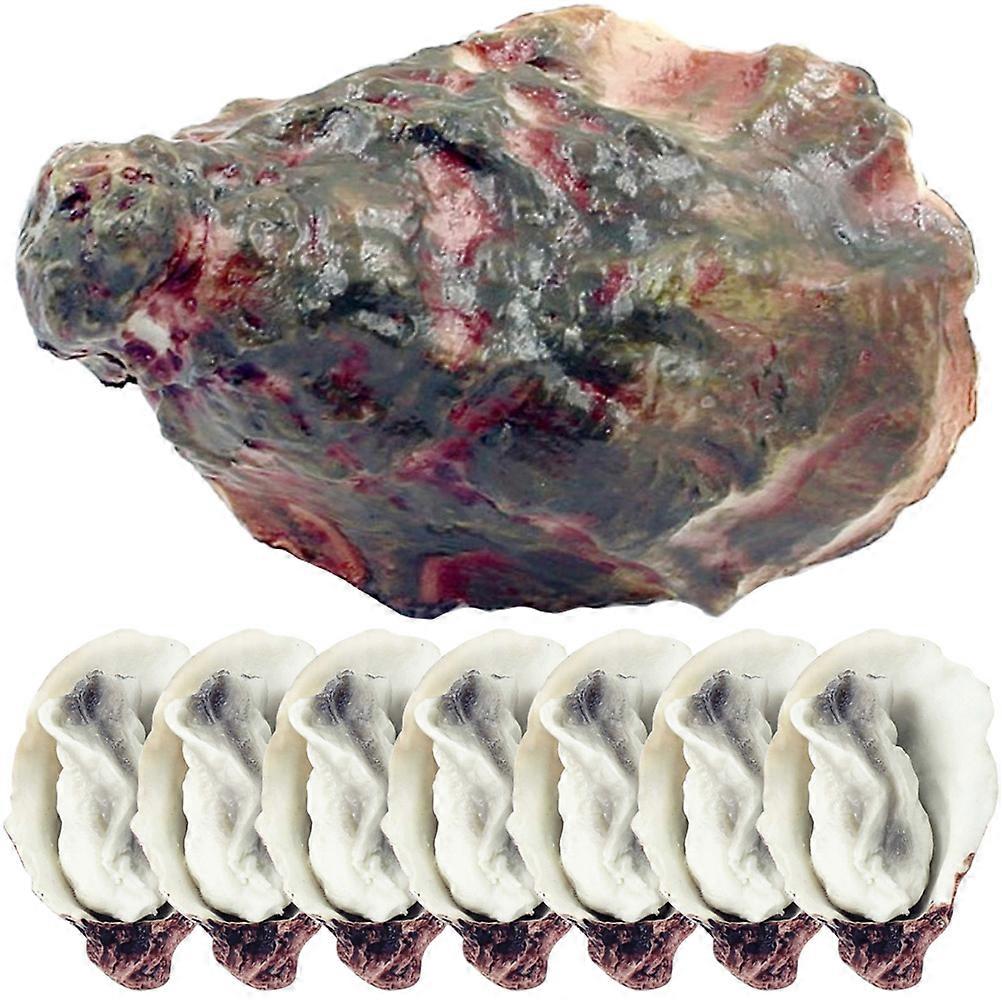 8pcs Realistic PVC Artificial Oyster Models for Food Photography, Shop Display & Home Decoration