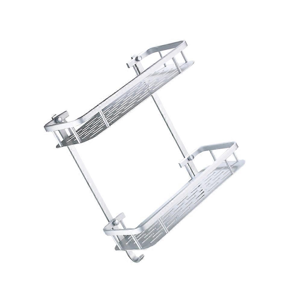 2 Tier Storage Rack Aluminum Alloy Sundries Organizer for Kitchen Bathroom Silver 11.8x5.9x17.7Inches
