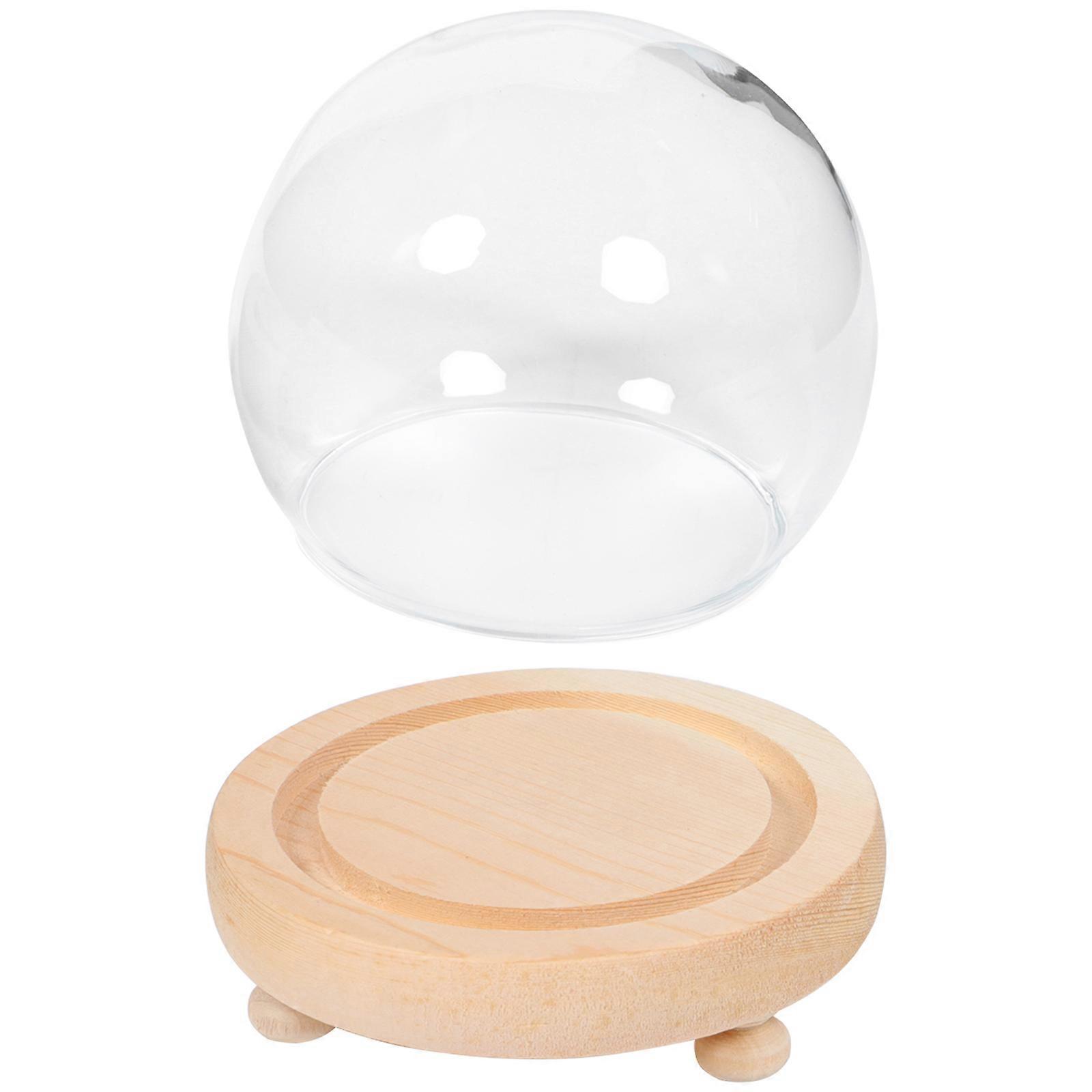 Elegant Glass Display Dome for Decoration with Clear Spherical Shape and Wooden Base Assorted Color