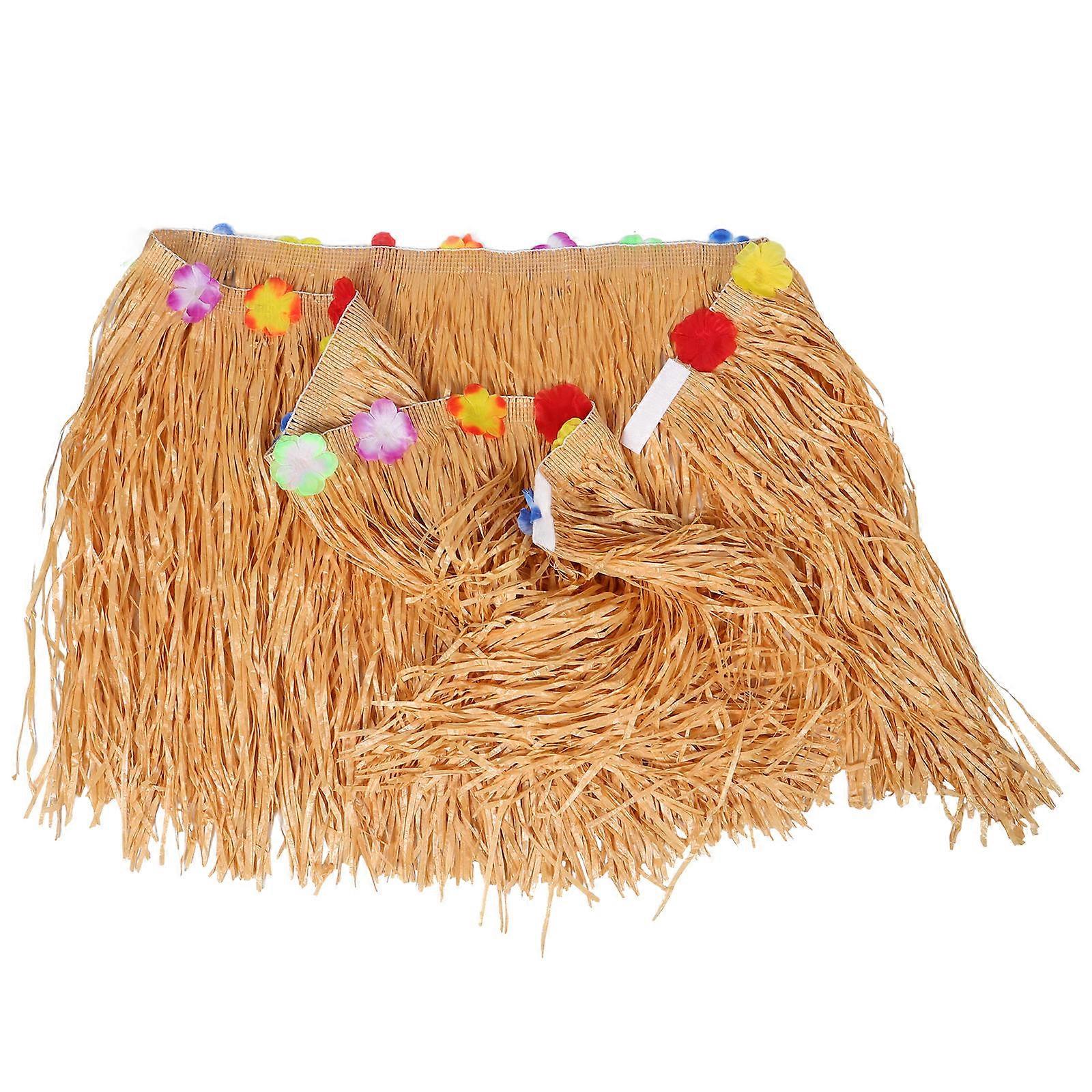 Paper Luau Grass Table Skirt Hawaiian Style Decoration Suitable For Birthday Party 200X60CM Yellow 1Pack