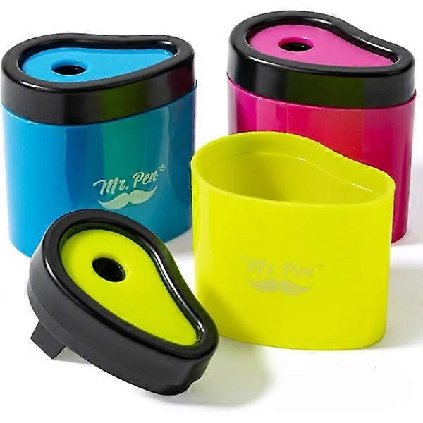 Manual pencil sharpener, 3-pack, colorful handheld pencil sharpener for kids