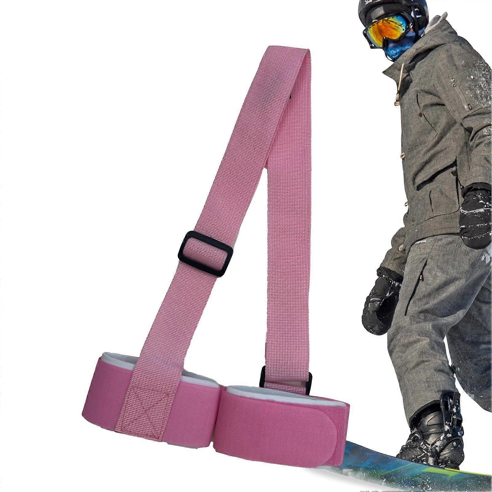 Ski Carry Strap, Adjustable Ski Straps for Carrying Comfortable Shoulder Holder Pink