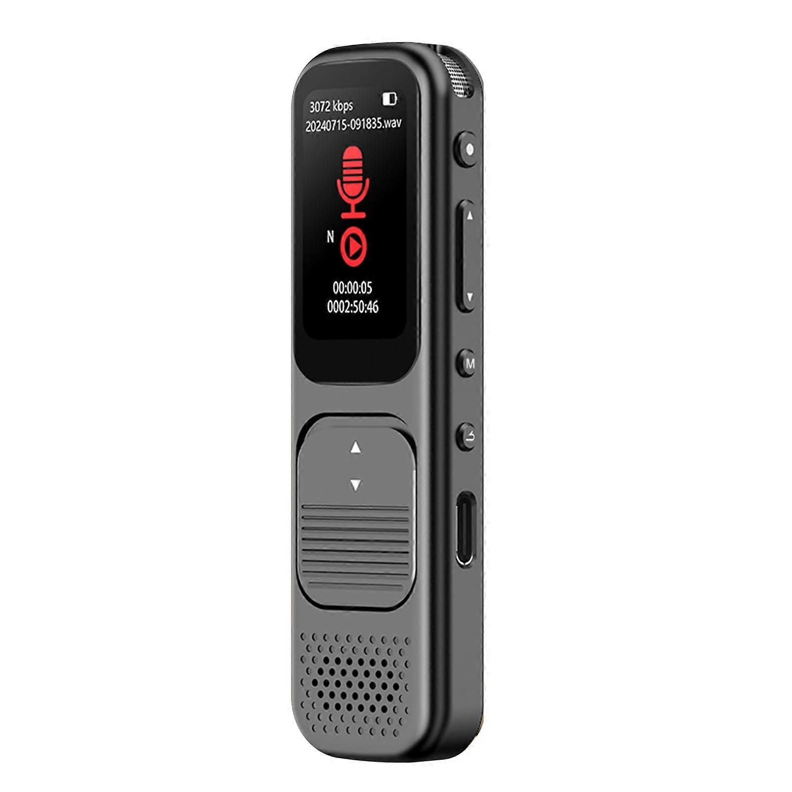 80hour, 3072 Kbps clear sound, compact voice recorder for lectures, meetings, interviews, featuring AI sound recording algorithm (Black).