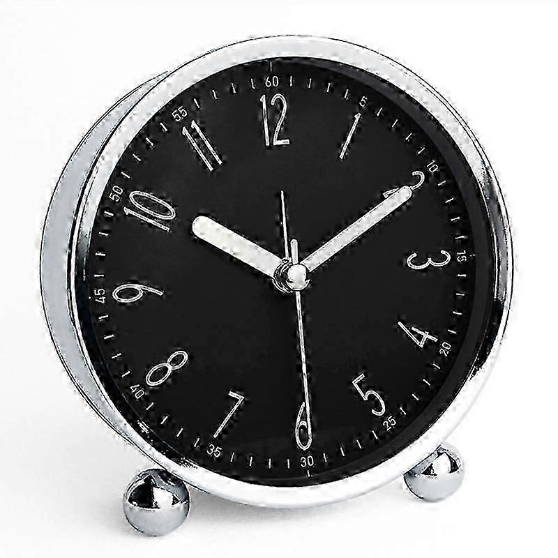 Metal Shell Clock Desk Alarm Bedside Quartz Clock Round Shape Simple Design