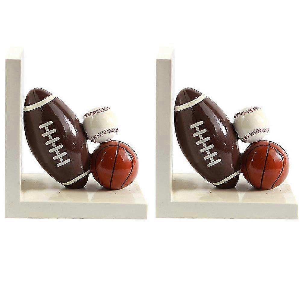 1 Pair Bookend Cartoon Rugby Pattern Bookend Simple Bookshelf Home Ornaments