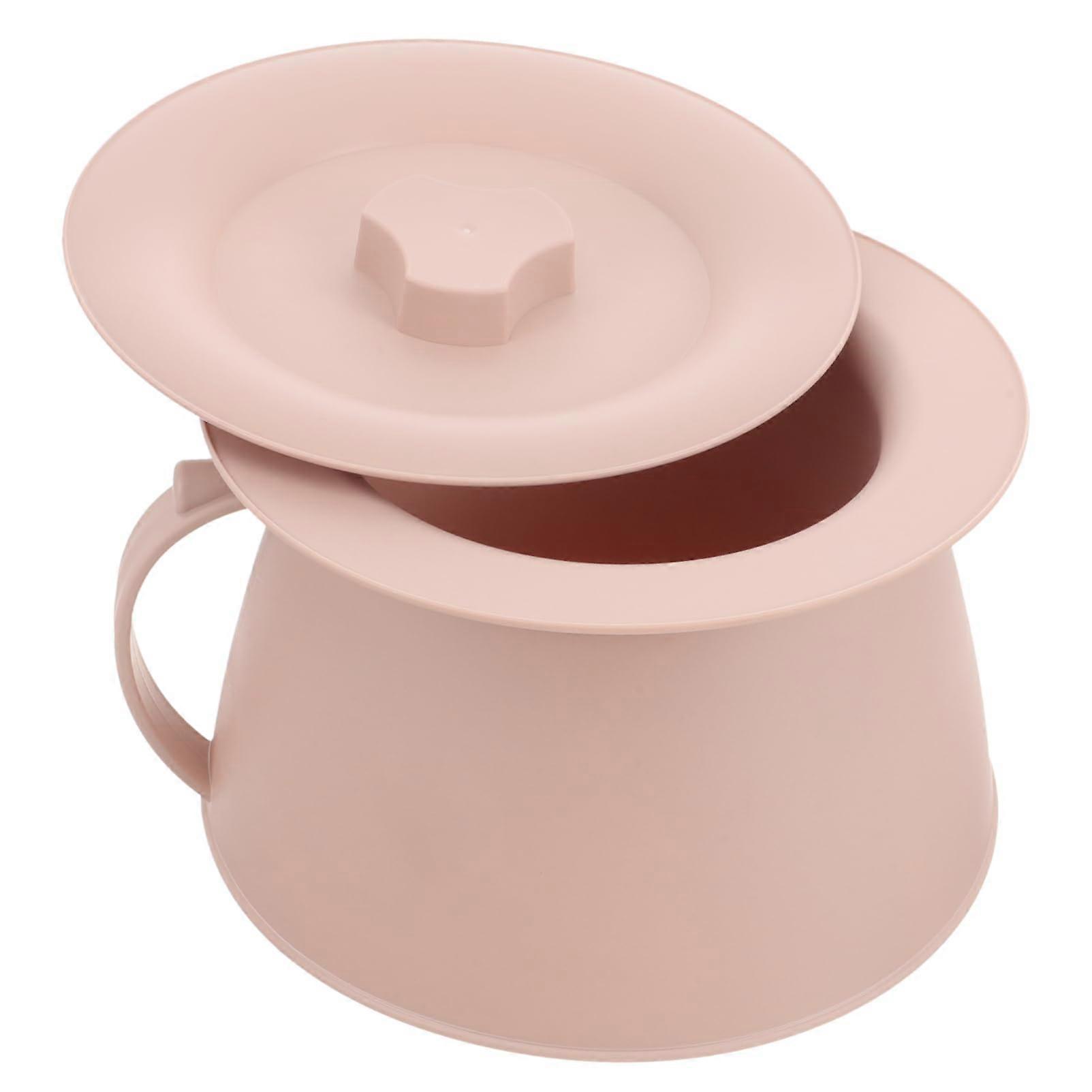 Portable Urine Bucket Plastic with Lid, Compact Travel Bedpan for Seniors, Hygienic and Lightweight Design in Sakura Color