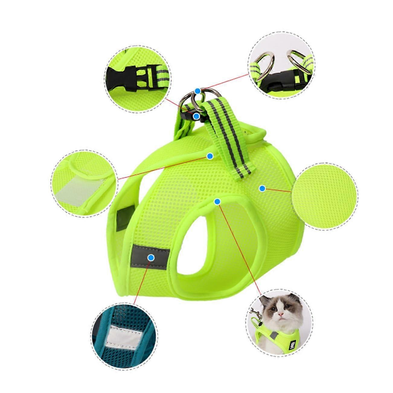 Cat Harness With Chest Protection Breathable Vest Design For Cats Fruit Green Size S L Lightweight Durable Comfortable