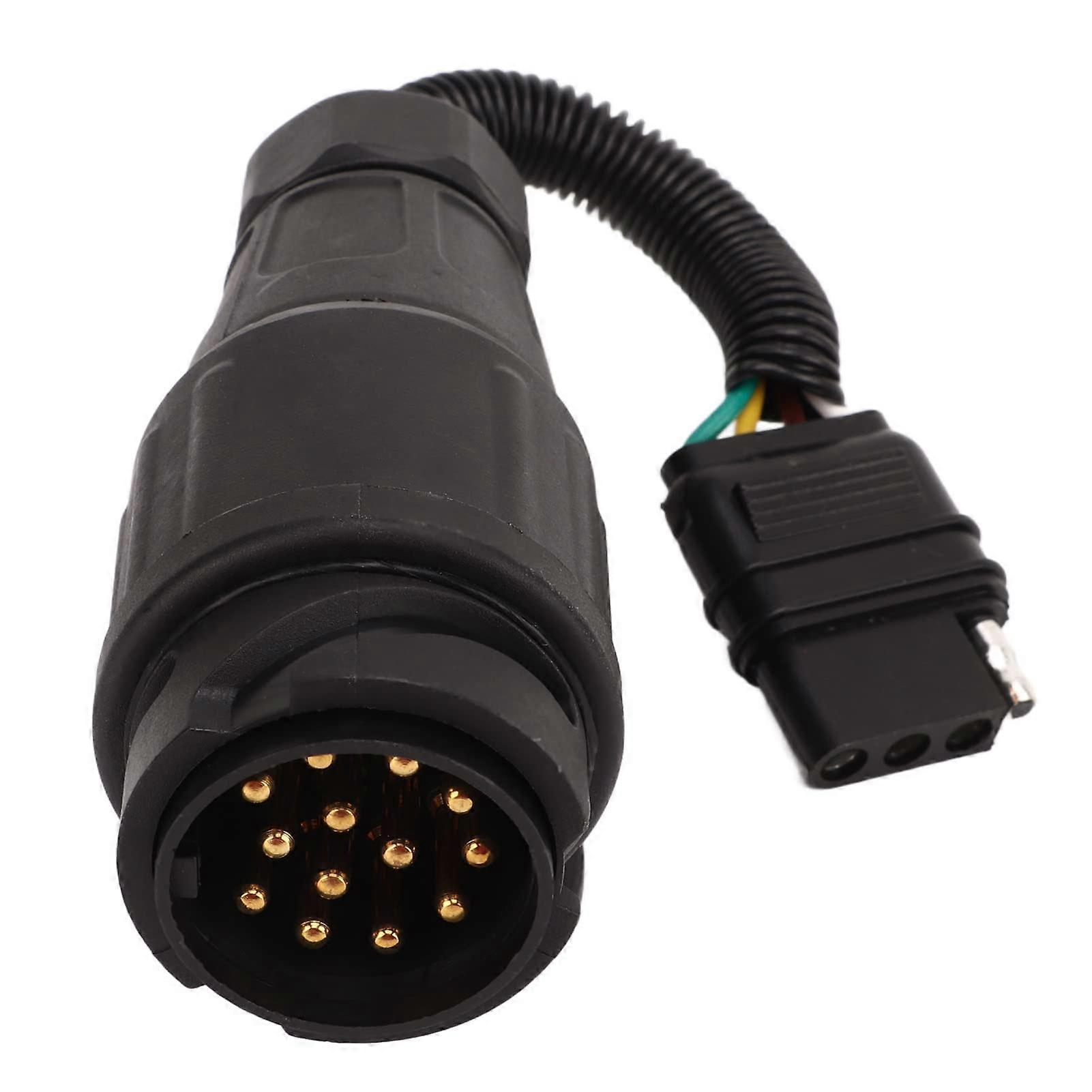 Trailer Plug Adapter, EU 13 Way Round to US 4 Way Flat Type Converter Plug For RV Trailer
