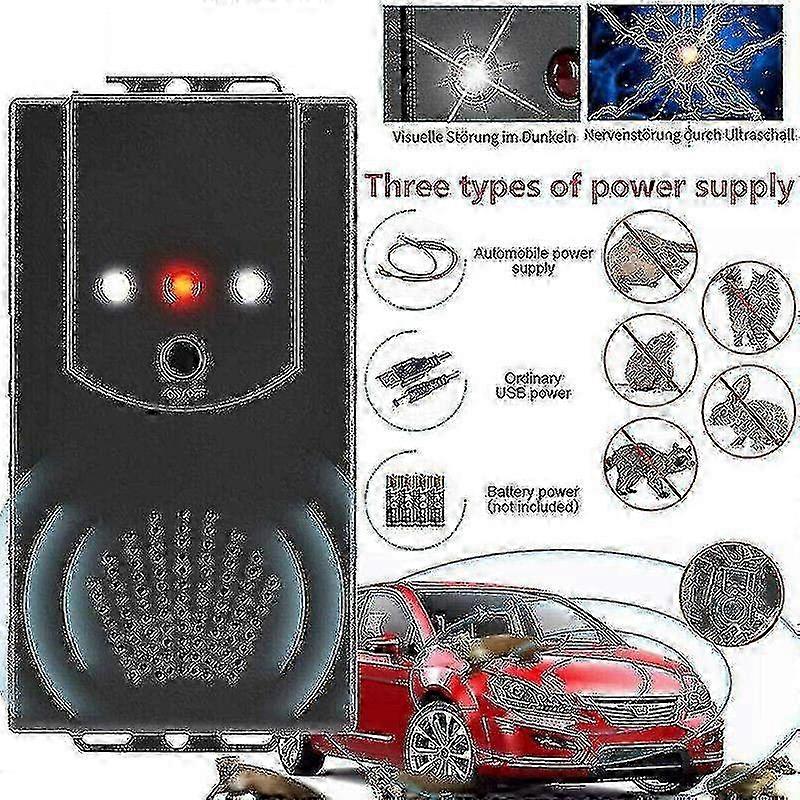 Accessori per auto - repellente ultrasonico per roditori del veicolo, controllo elettronico dei parassiti per i vani motore dell'auto