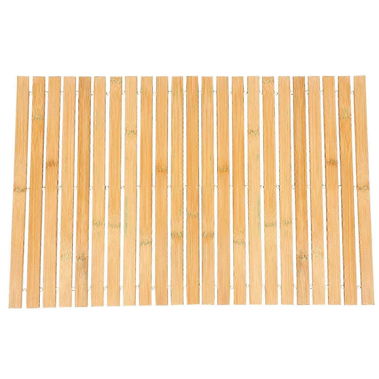 TTMA Foldable Bamboo Shower Mat Bathroom Home Hotel Use Rectangular Shape Non-Slip Feature 1Set