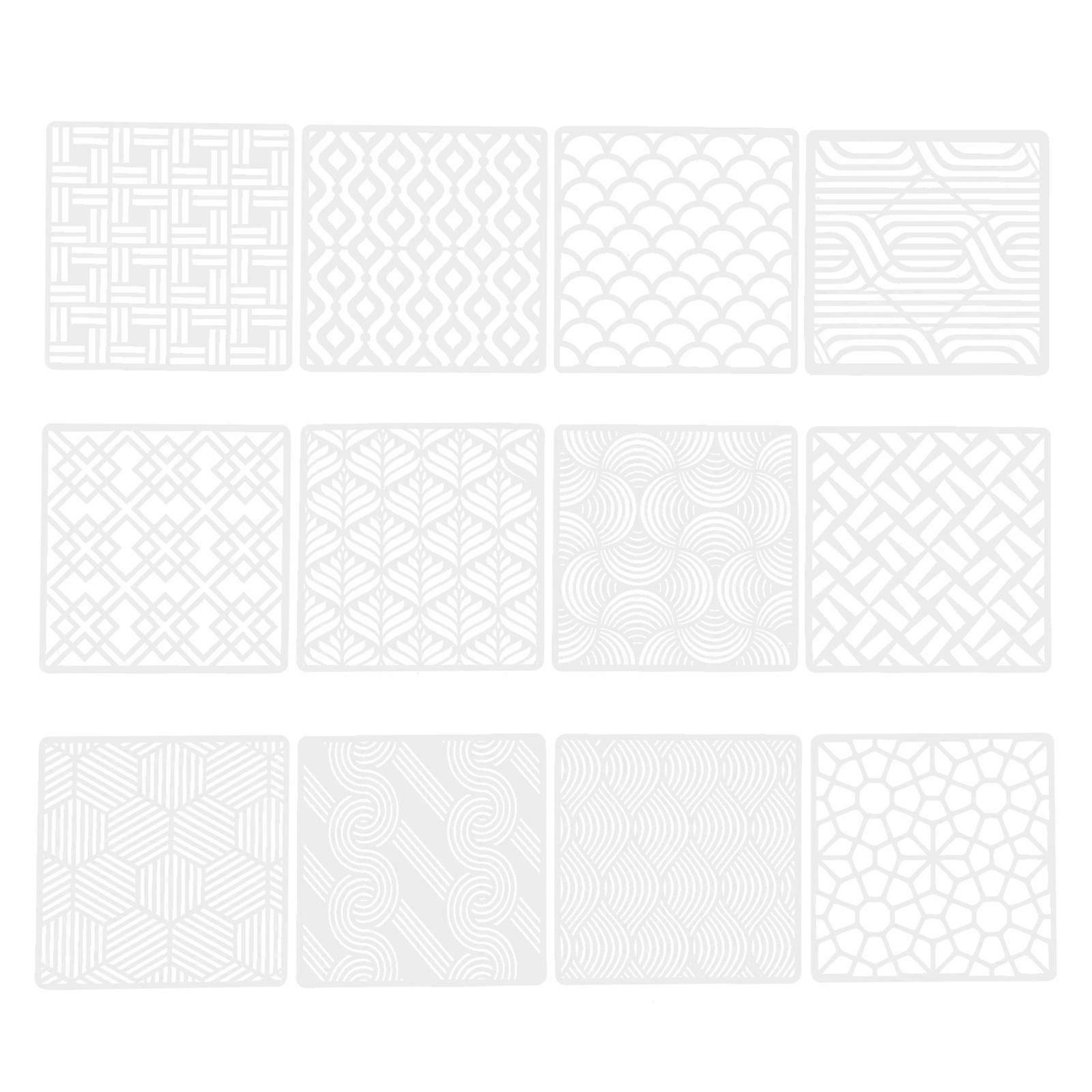 Artistic Painting Stencils 12Pcs Mold Design Templates For School Projects 15X15Cm Translucent