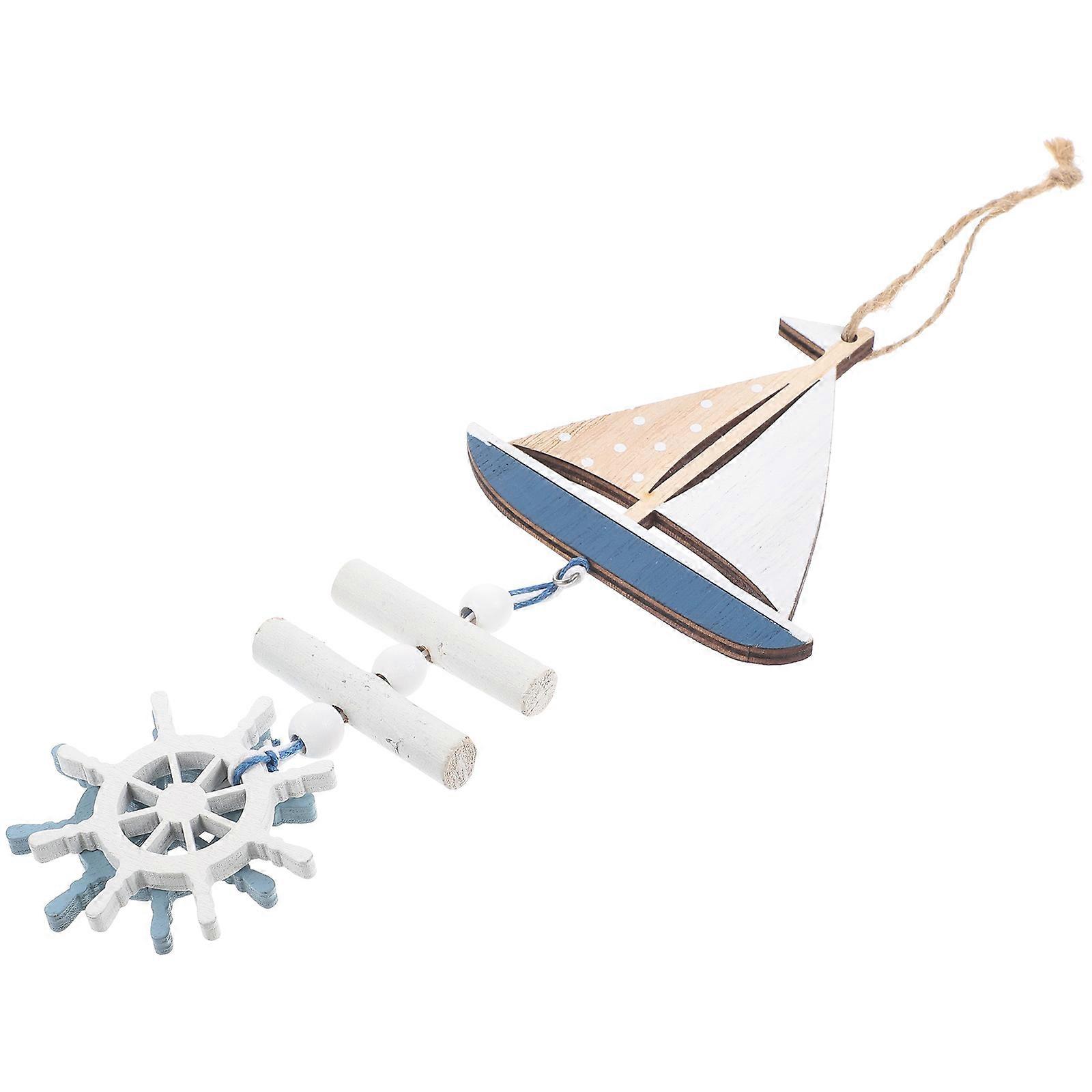 Nautical Wall Decor with Wooden Sailboat Design for Indoor Outdoor Use Multi Plastic 7 Inch