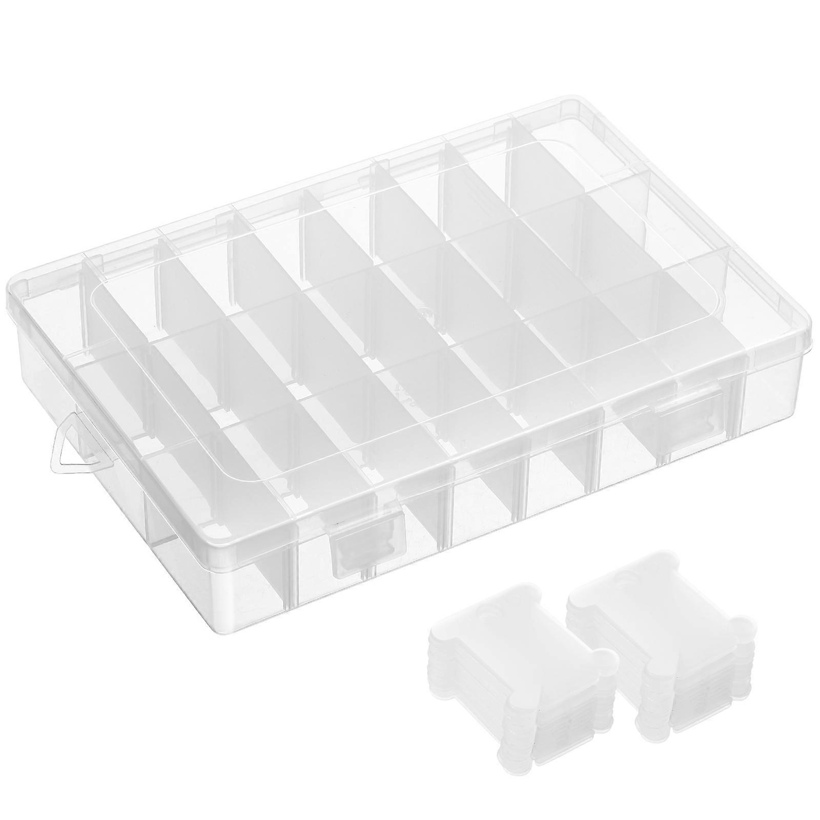 Sewing Bobbin Organizer Plastic Transparent Grids Storage Case For Crafts And DIY 19.50X13.00X3.60cm Thread Organization 1Pcs