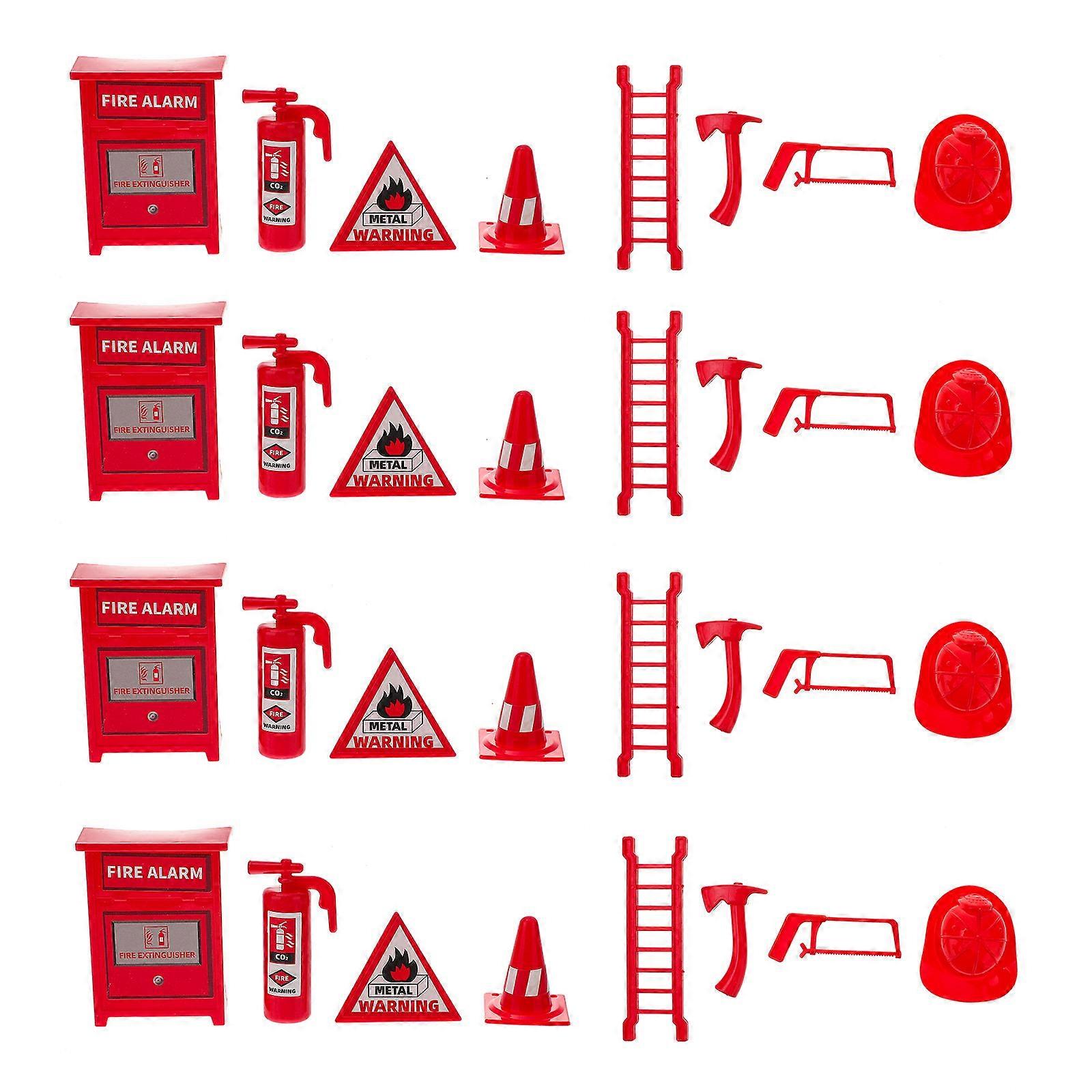 4 Sets Kids Fire Extinguisher Toy for Teaching in Red Plastic Lightweight and Portable