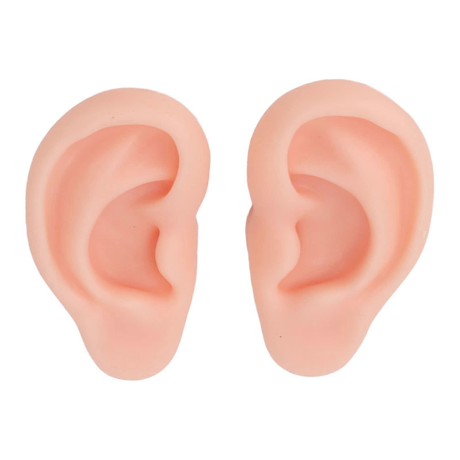 Ear Model Soft Silicone Realistic Ear Shape For Jewellery Earring Display And Practice 1 Pair Light Skin Colour