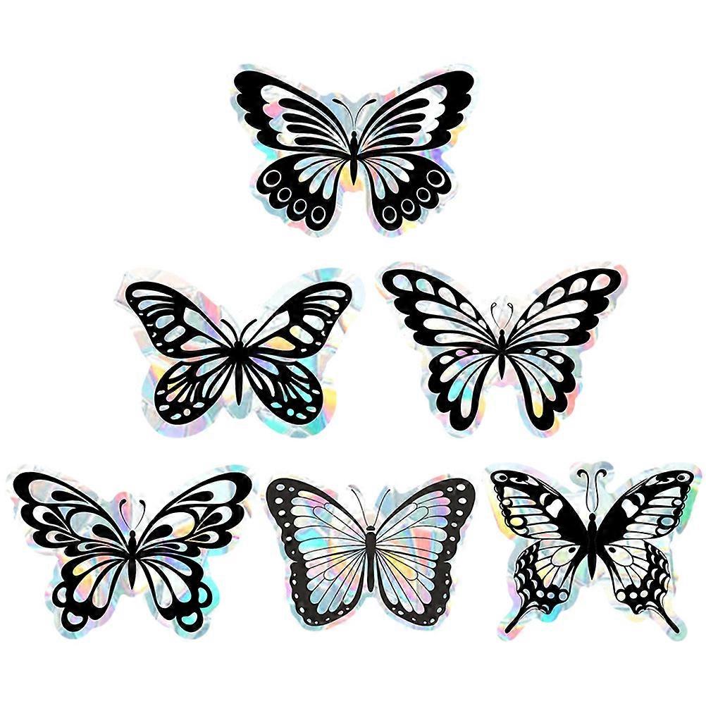 Anti-Collision Window Stickers 6Pcs Butterfly Shape for Indoor Use Black Pet Static Cling Against Bird Collisions