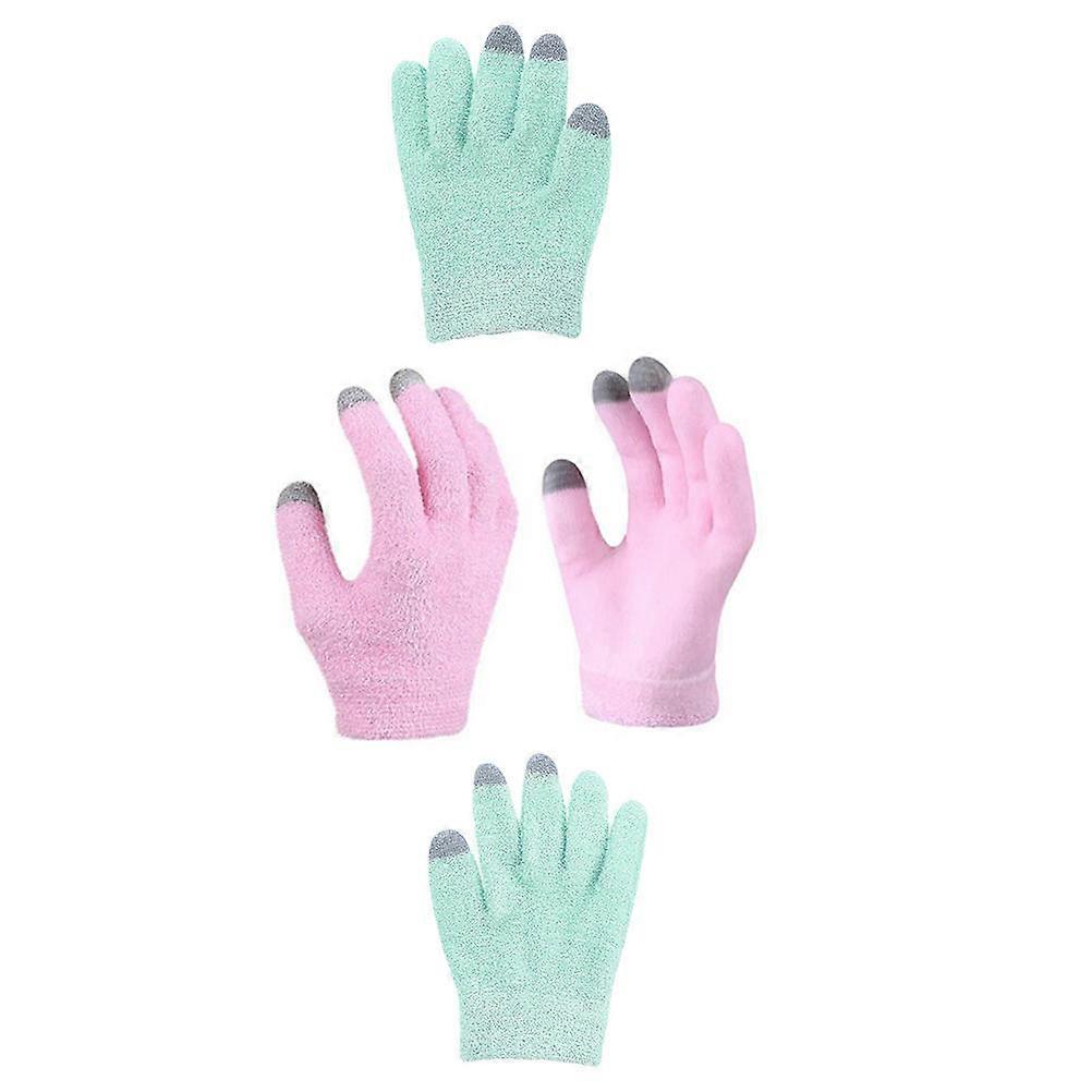2pcs Moisturizing Gloves With Yarn Gel Lining Eczema Gloves Kids Overnight Gloves For Dry Hands Women Touchscreen Fingers For Spa