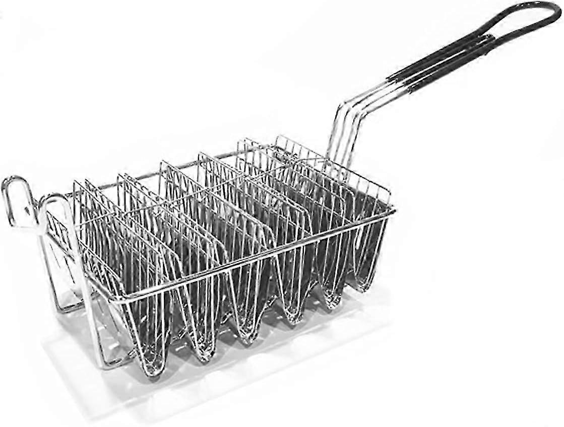 Taco Shell Fritteuse Korb Edelstahl 6 Shells Fritteuse Heavy-Duty Taco Fritteuse Korb mit Griff Kochzubehör für Zuhause, Küchen,