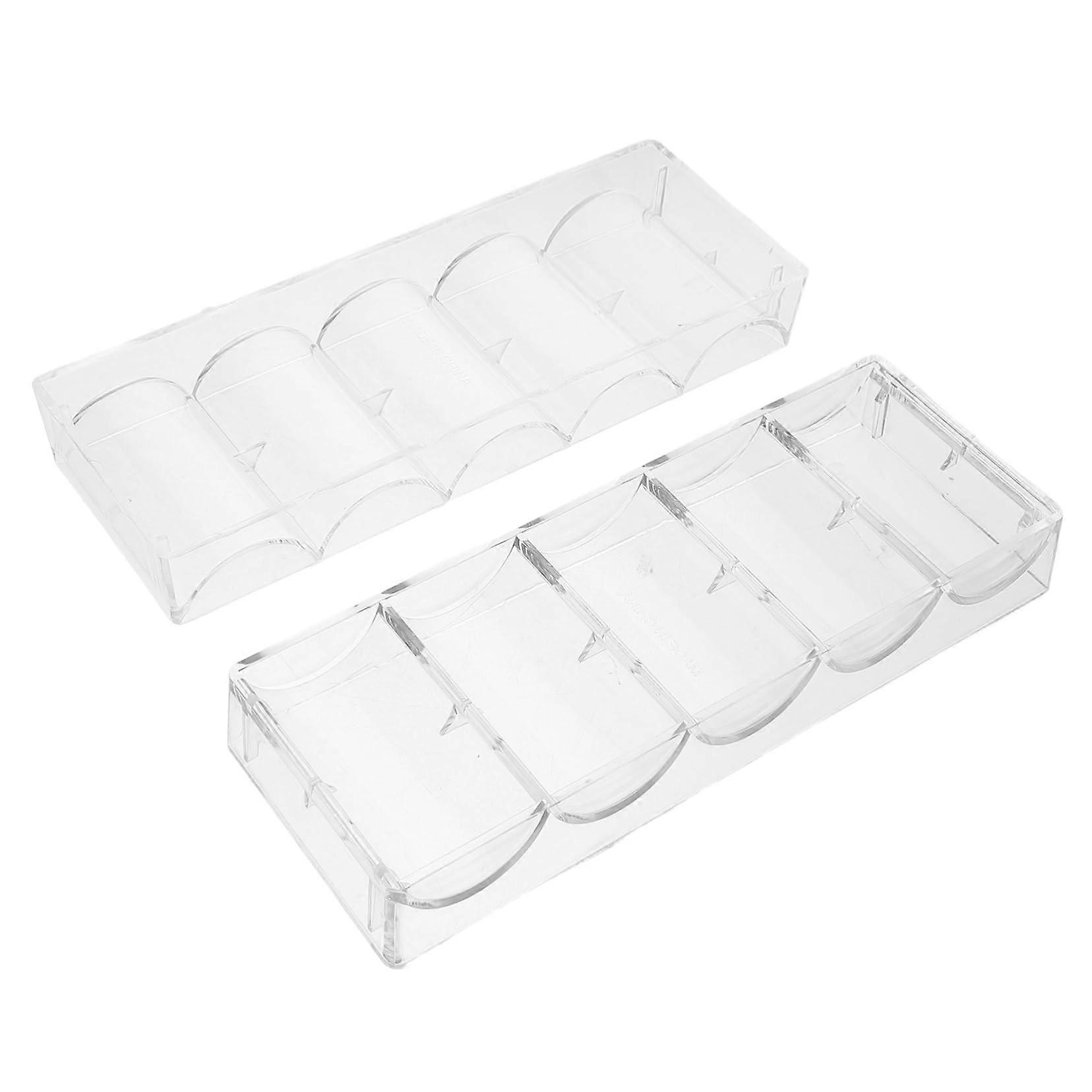Acrylic Poker Chip Organizer Set of 2 - Transparent Storage for Home Parties and Card Games, Durable and Stylish Design