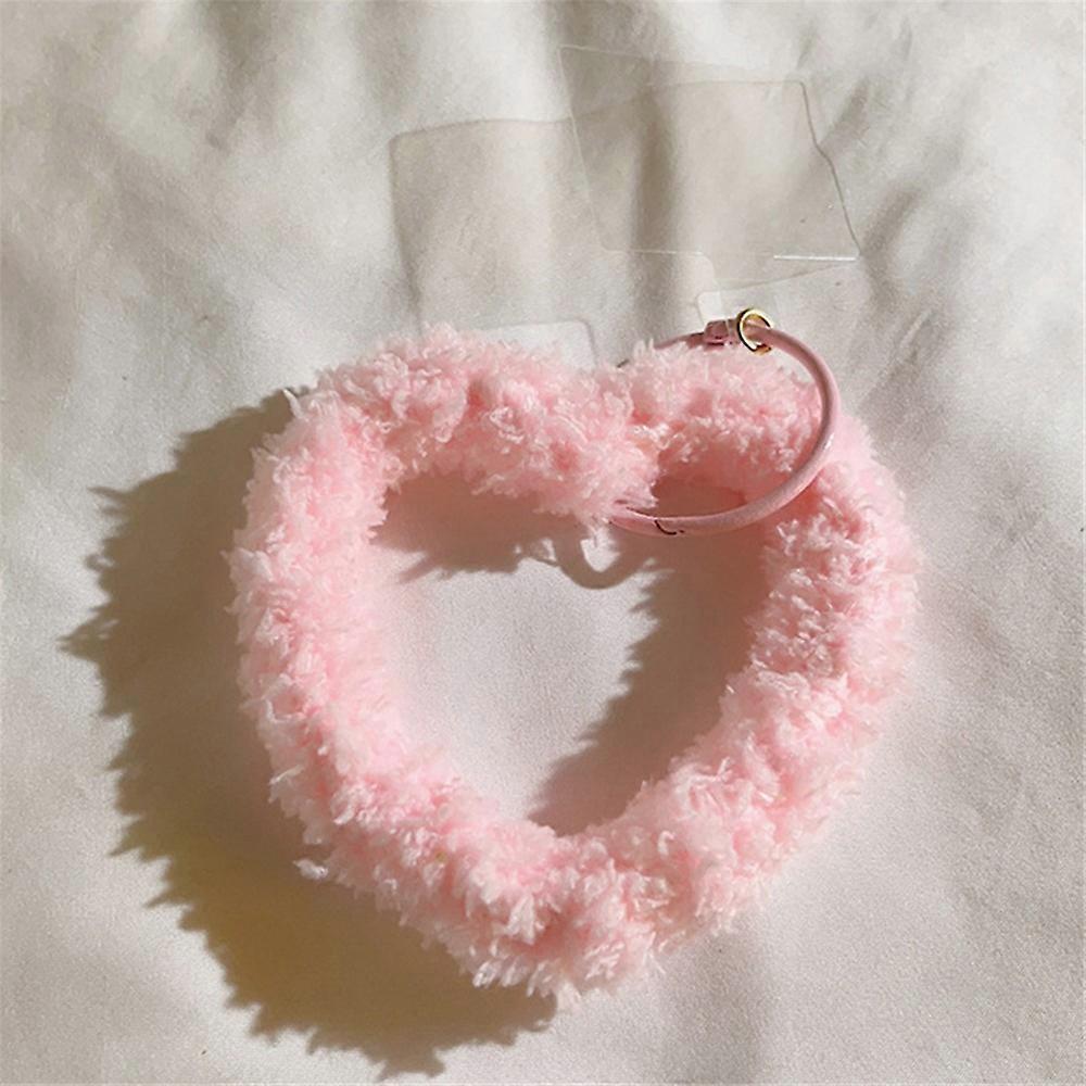 A10 Style Warm Plush Phone Hand Strap Heart Wristlet Bracelet Charm with Tether Tab