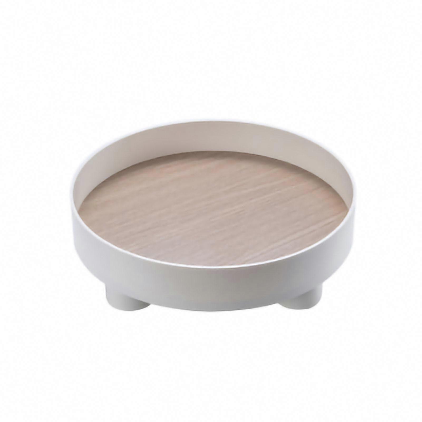 White Round Plastic Tray for Serving, Snacks, Cosmetics & Vanity Organizer