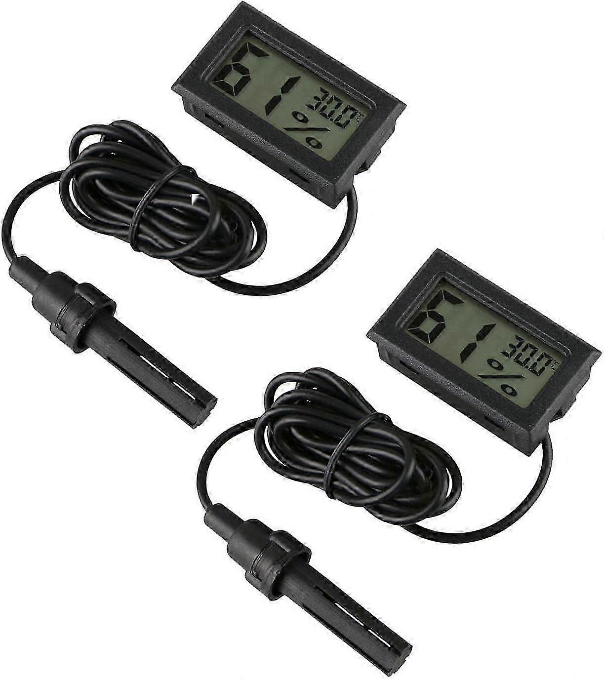 Digital Thermometer Hygrometer,Pack of 2 hygrometer thermometer Mini Probe Thermometers Temperature Humidity Gauge Meter (2 Pack)