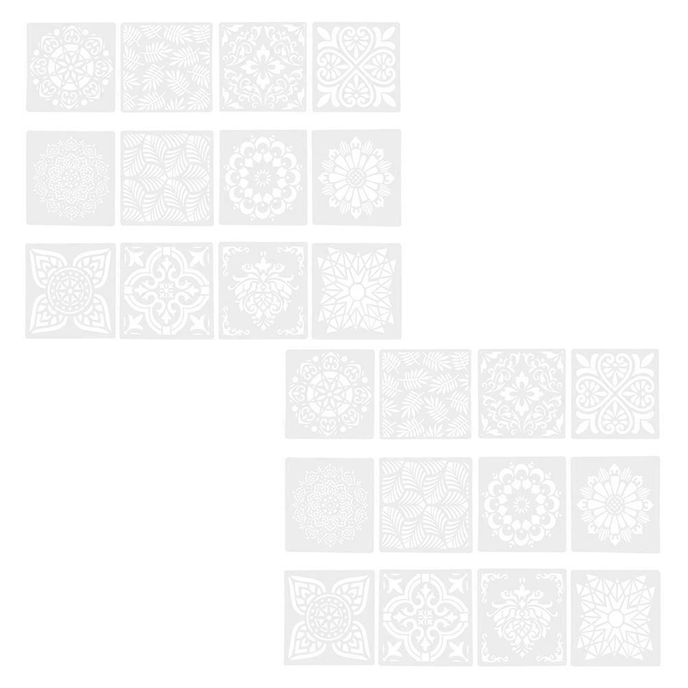 24pcs Hollow Flower Painting Stencil Set Reusable Graffiti Drawing Tool for Wall Art, DIY Crafts, Home Decor, Scrapbooking, Tiles & Fabrics