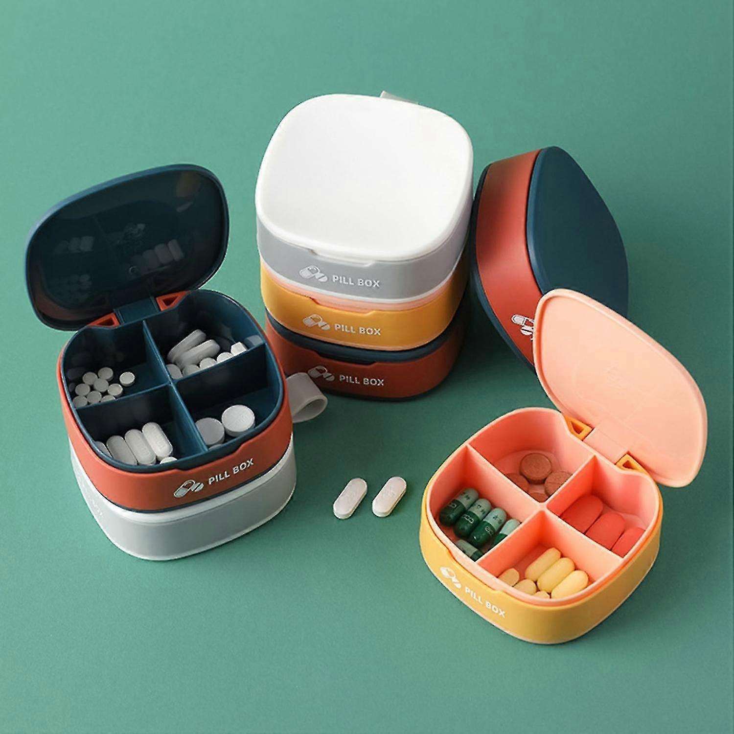 Storage Box with Lid Dust-proof PP 4 Grid Mini Capsule Pill Organizer Case for Travel