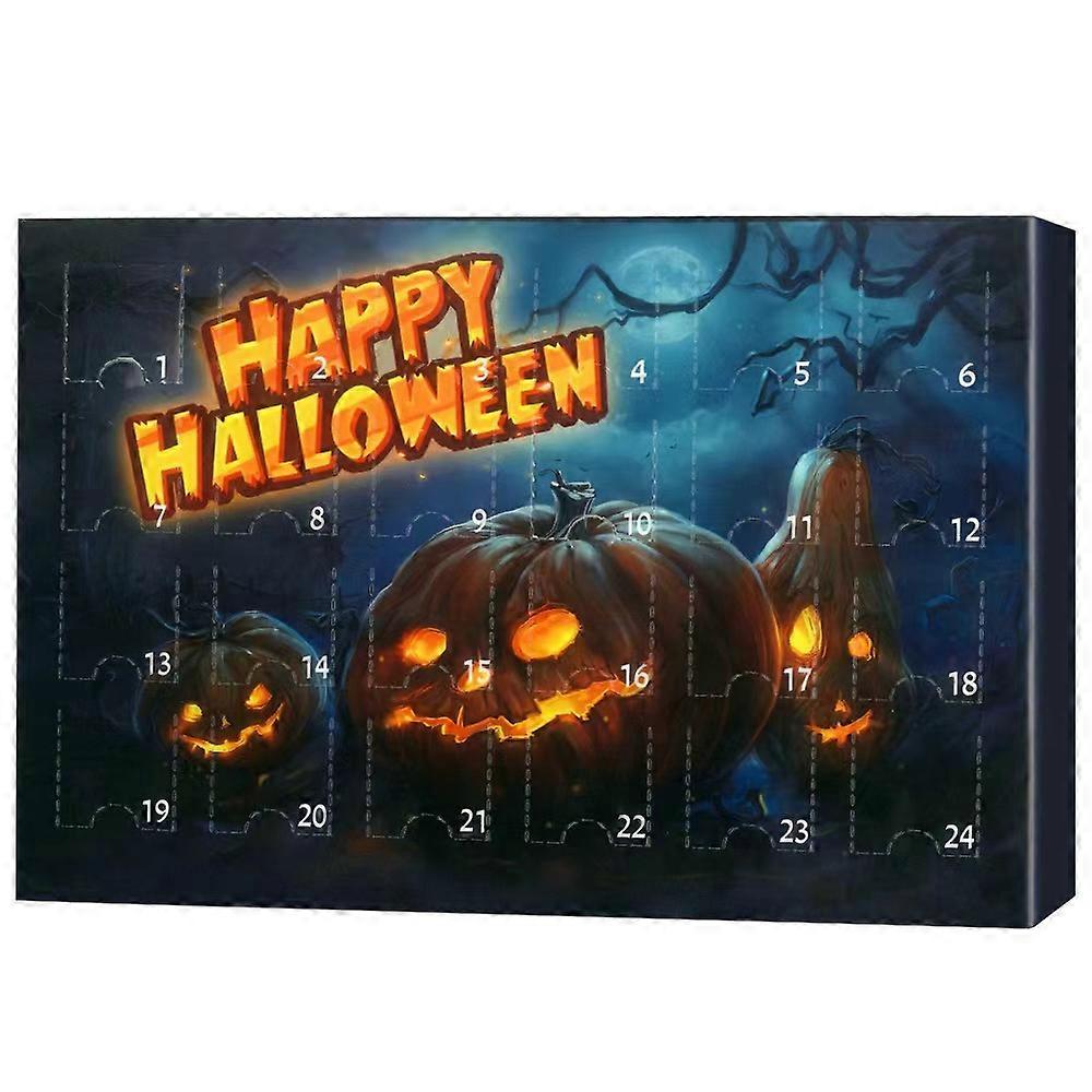 24-piece Halloween miniature character advent calendar, creative miniature skull,crow, tombstone, horror village series, advent calendar E