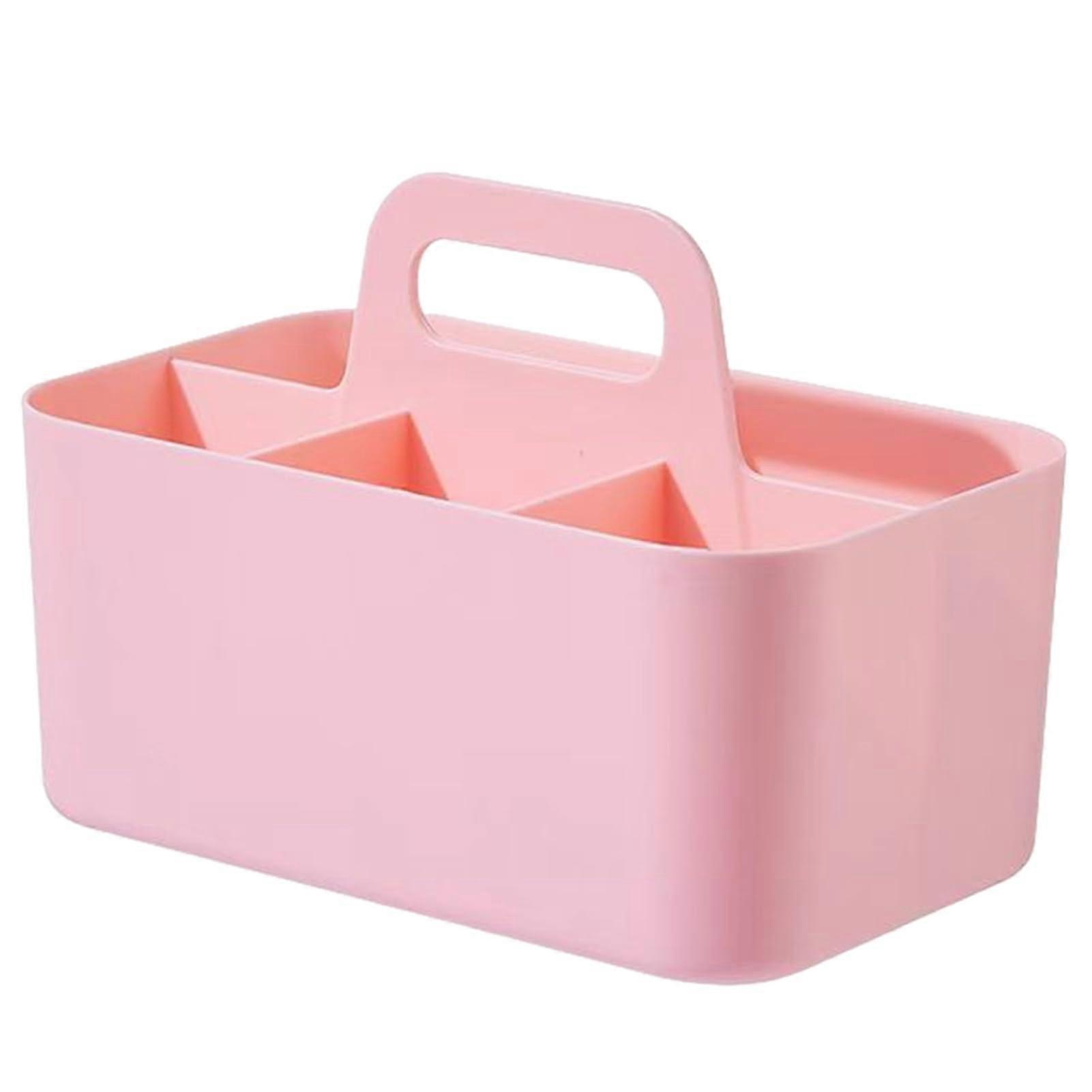Multifunctional Desktop Storage Box with Portable Partition Pink