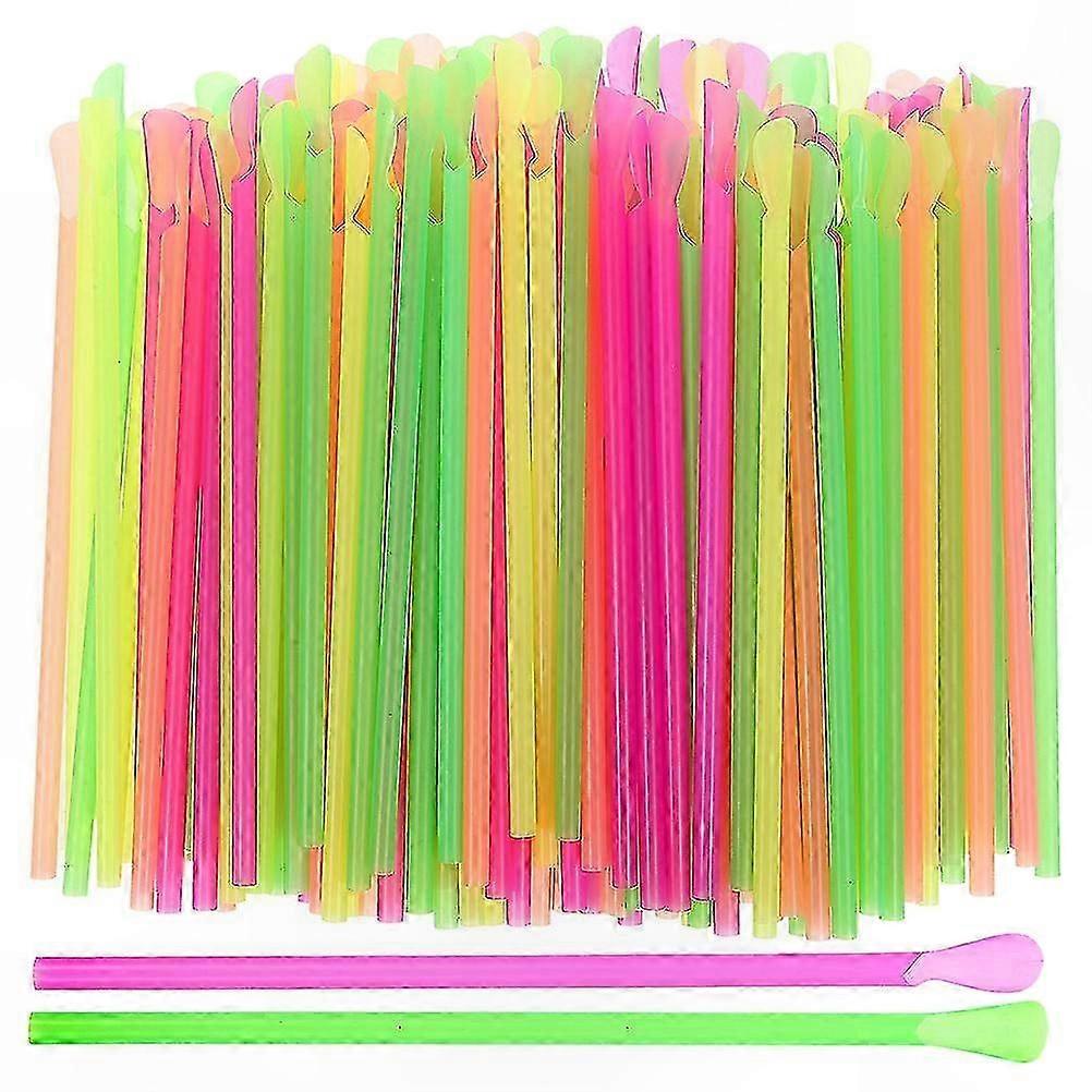 400 Pieces Slushie Spoon Straws for Ice Cones and Beverages