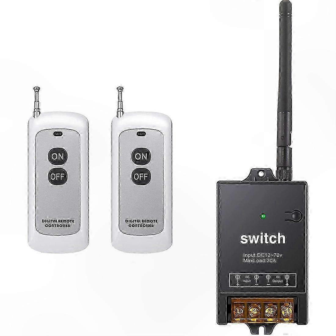 Wireless RF Remote Control Switch, 40A, Compatible with 12V/24V/48V/72V Systems, 984FT Range