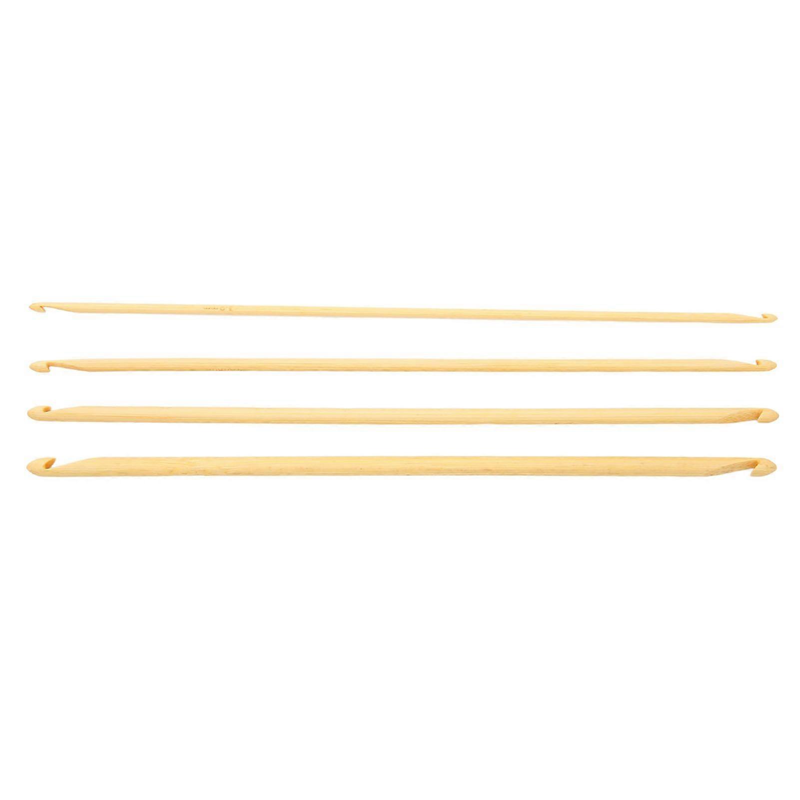 4Pcs Tunisian Crochet Hooks 9.4in Long Assorted Size Anti Slip Bamboo Double Ended Crochet Hooks for Knitting Sewing